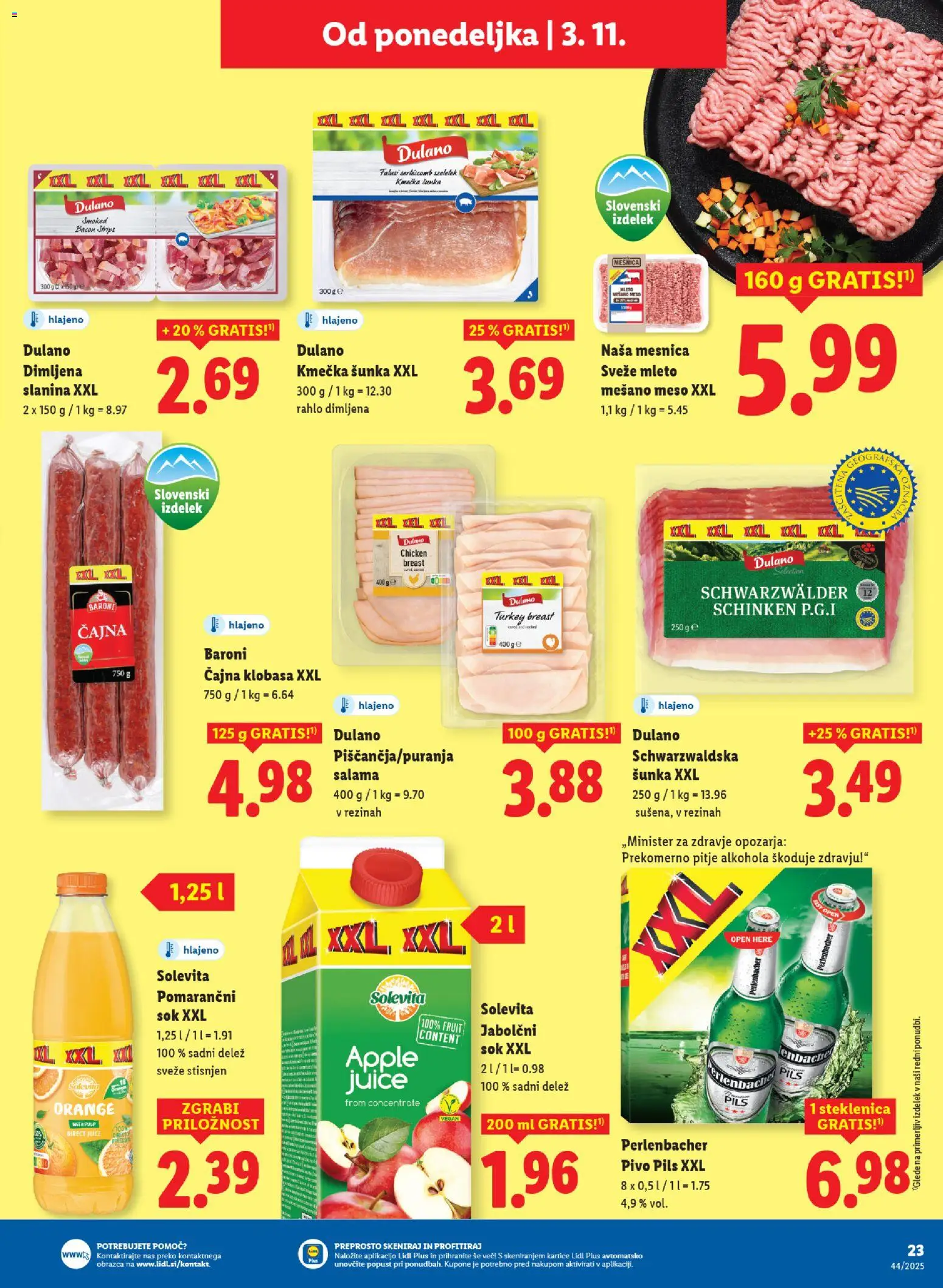 Novi Lidl katalog ponudbe – veljaven od 29.10.2025 | Stran: 41 | Izdelki: Slanina, Salama, Sok, Pivo