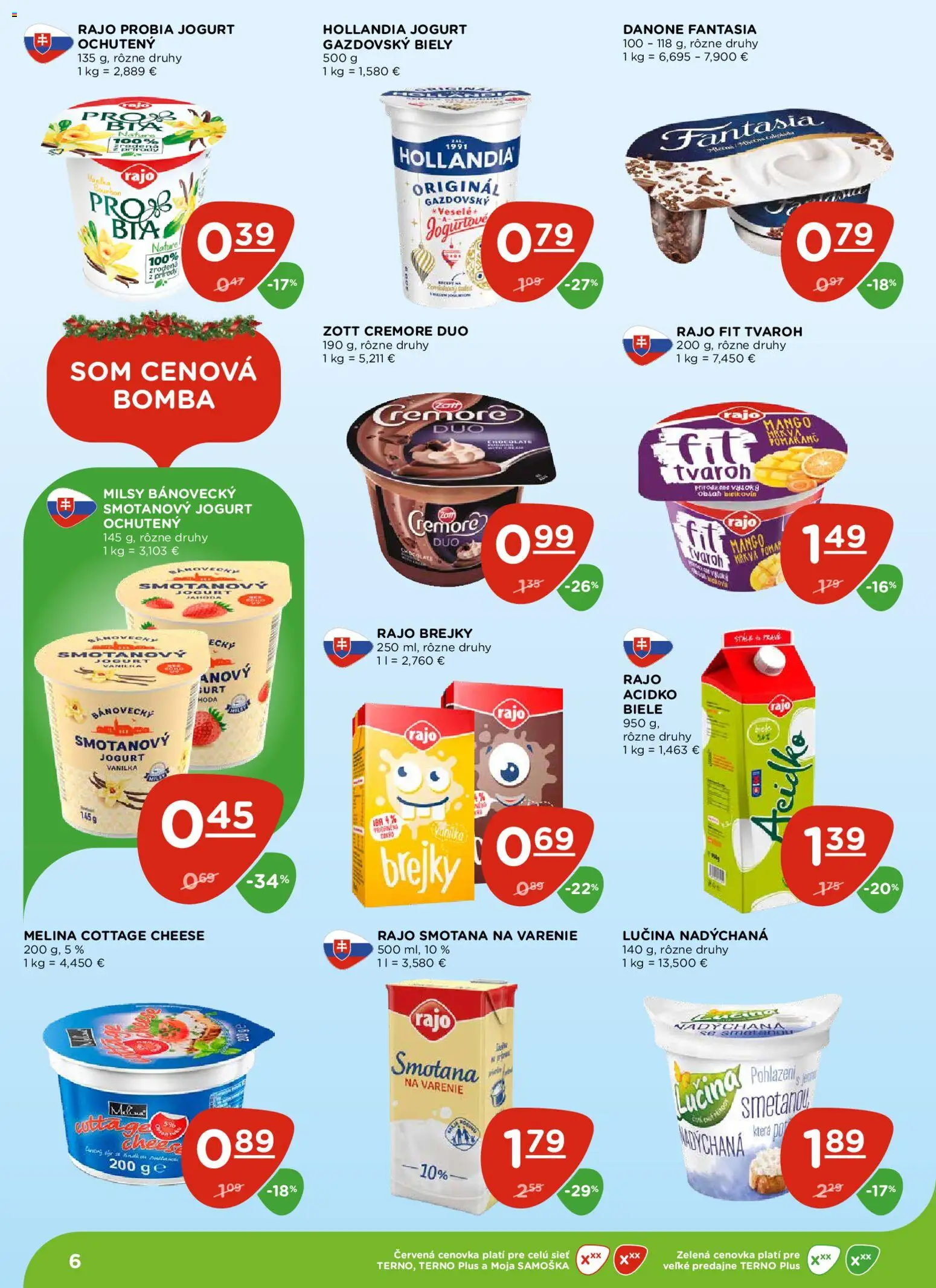 Nové Terno akcie – leták je platný od 11.12.2025 | Strana: 6 | Produkty: Jogurt, Smotana, Tvaroh, Acidko