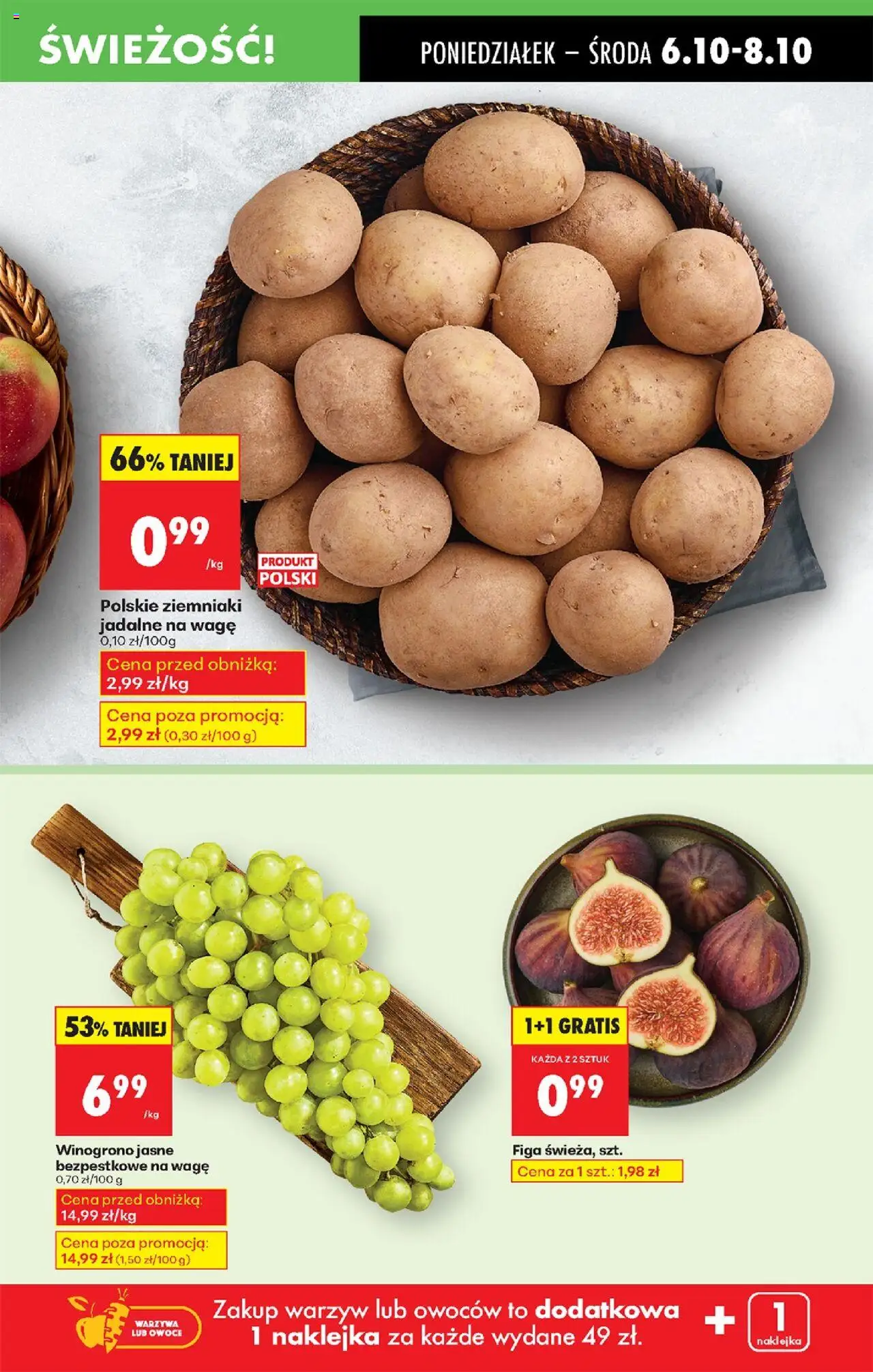 Biedronka gazetka od 06.10.2025 | Strona: 21 | Produkty: Winogrono, Ziemniaki, Warzywa, Owoce