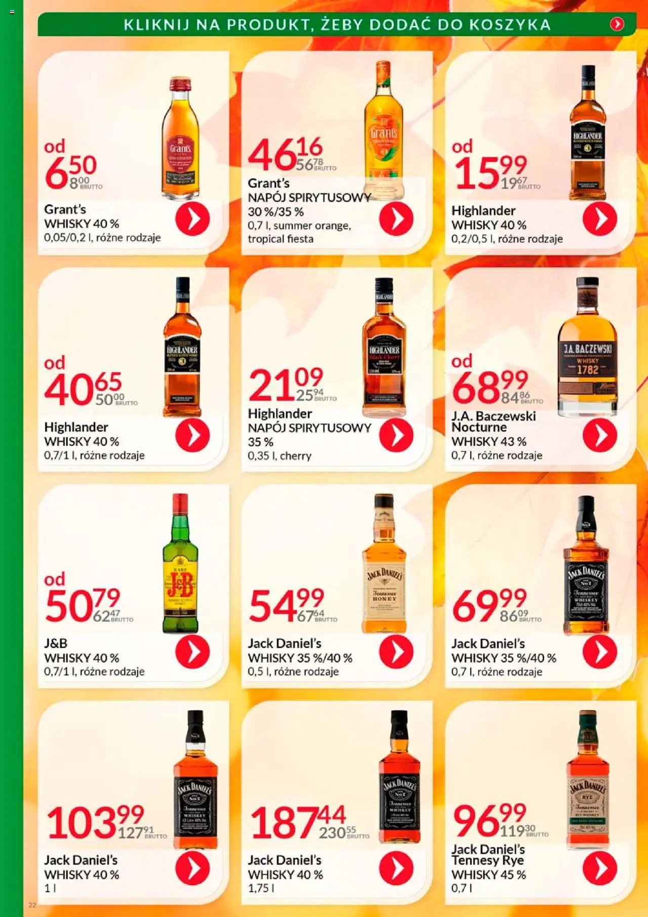 Eurocash Gazetka - Katalog Alkoholowy od 01.10.2025 | Strona: 22 | Produkty: Grant's, Jack Daniel's, Whisky, Highlander whisky