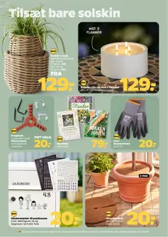 Krukke i ratan, Med plast indvendigt. Dia.: 28 cm. H: 26 cm. 129:- Dia.: 36 cm. H: 31 cm. 179:- gyldig fra 28.03.2026 | Side: 29 | Produkter: Krukke