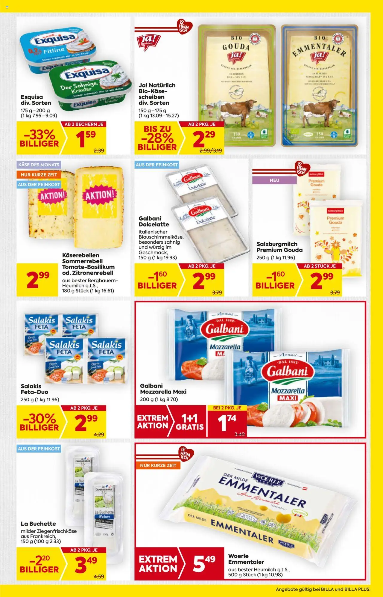 Billa AT akciós ujság - amely érvényes a következő dátumtól: 24.07.2025 | Oldal: 7 | Termékek: Mozzarella, Gouda, Só
