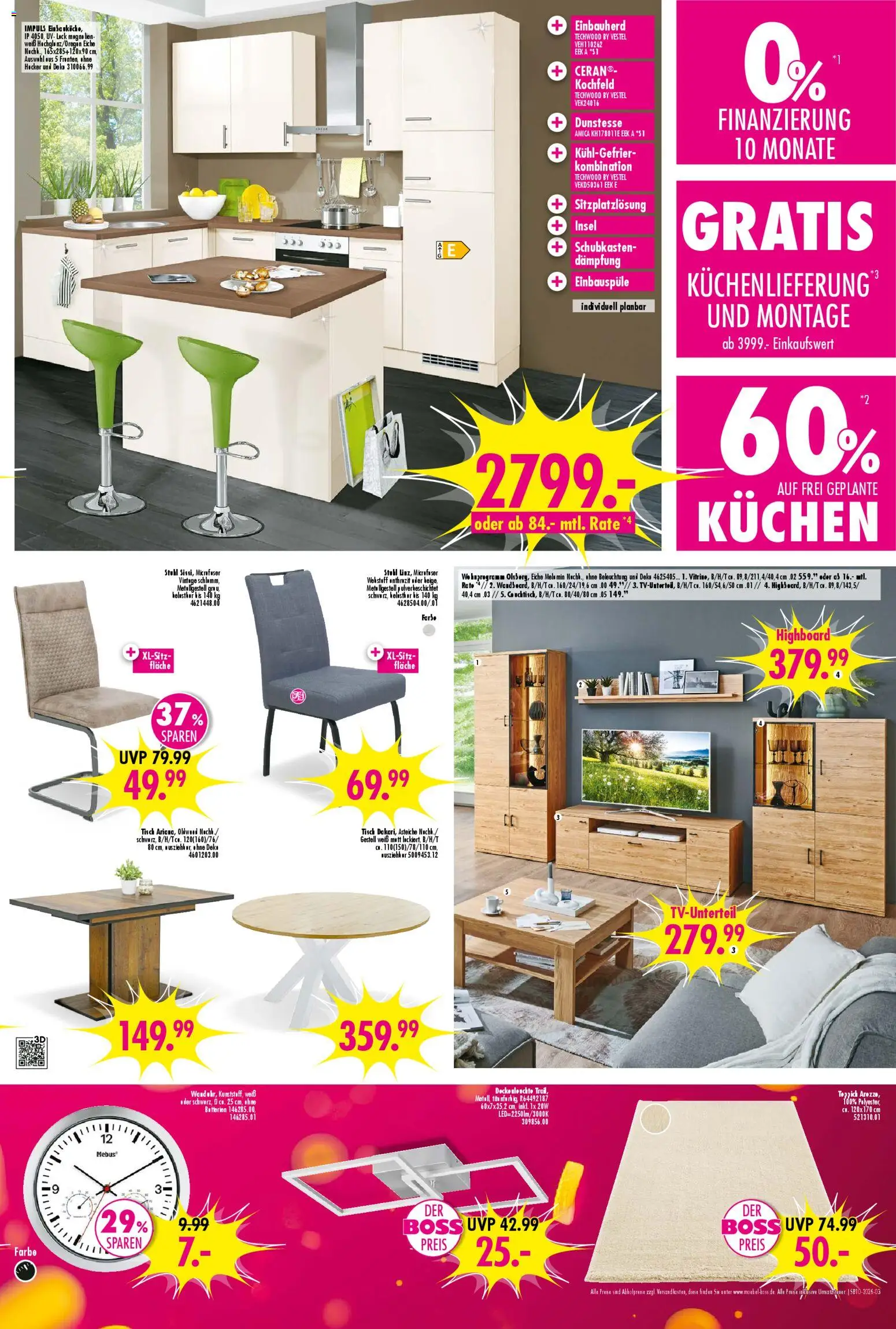 SB Möbel Boss Prospekt 	 – gültig ab 28.02.2026 | Seite: 3 | Produkte: HIghboard, Batterien, Kochfeld, Kuchen