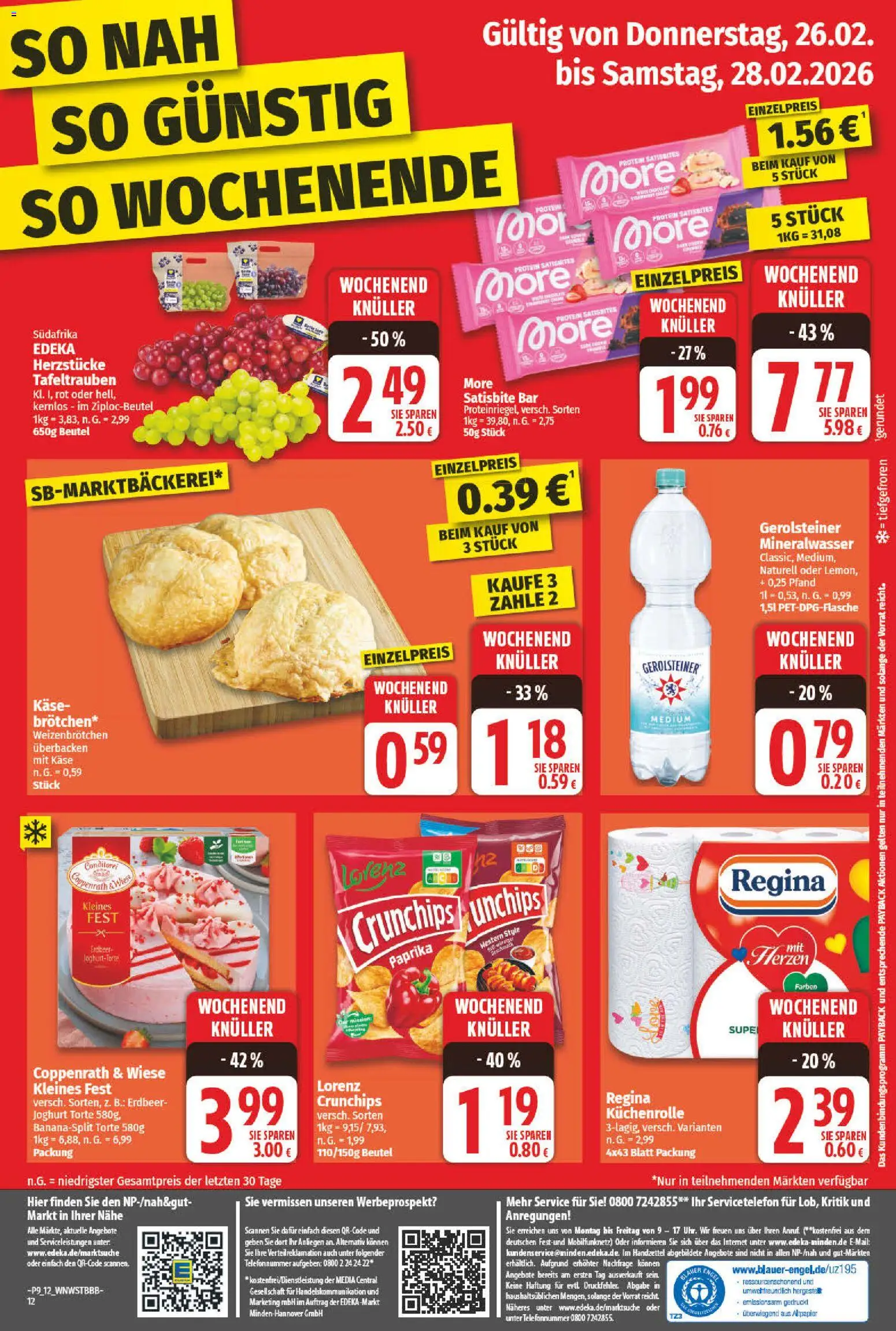 NP Discount Prospekt 	 – gültig ab 23.02.2026 | Seite: 12 | Produkte: Käse, Joghurt, Mineralwasser, Küchenrolle
