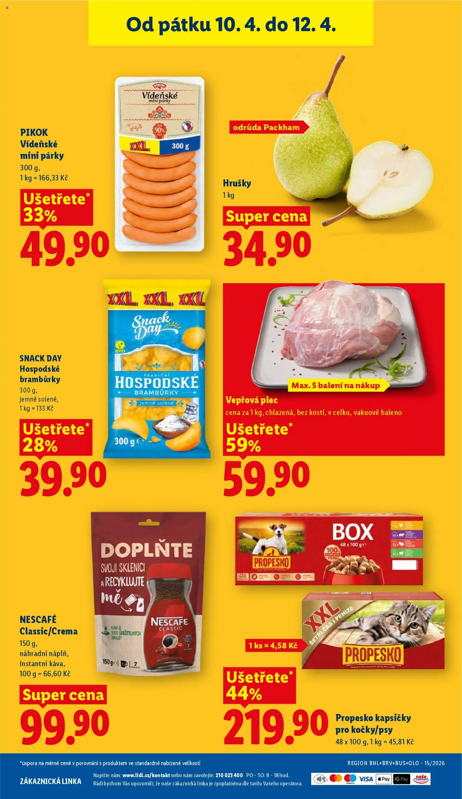 Lidl leták od 09.04.2026 | Strana: 43 | Produkty: Bramburky, Párky, Vepřová plec, Pikok