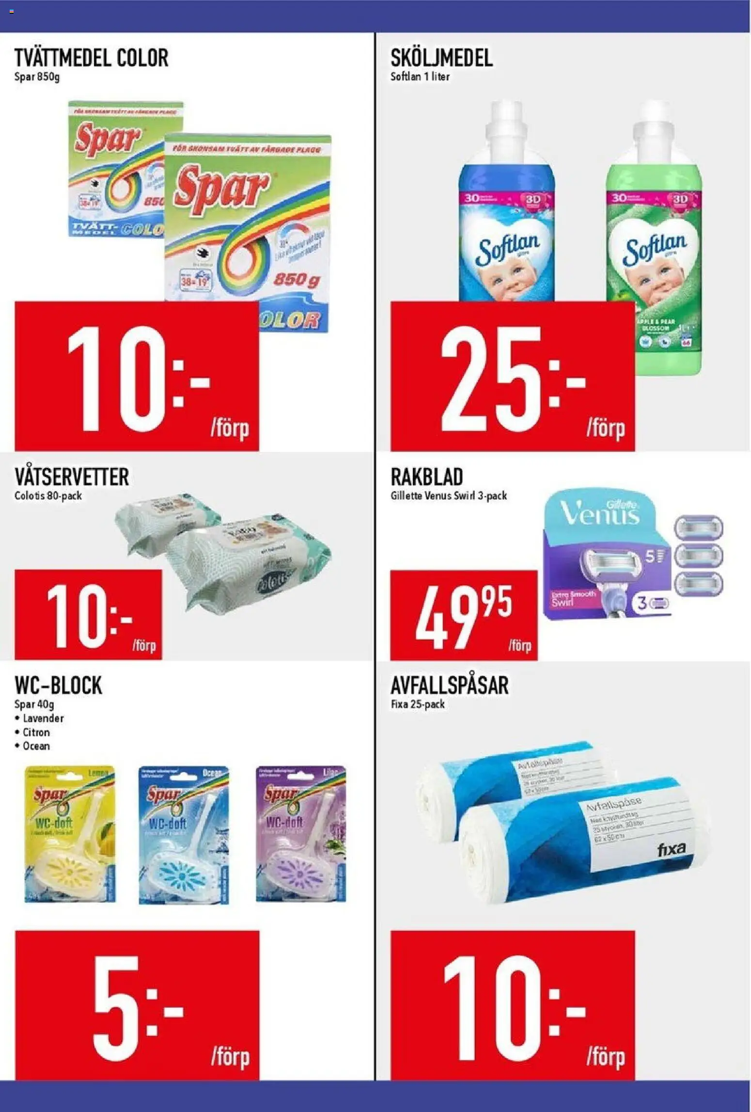 Matdax reklamblad aktuell från 10.11.2025 | Sida: 19 | Produkter: Avfallspåsar, Tvättmedel, Sköljmedel, Rakblad