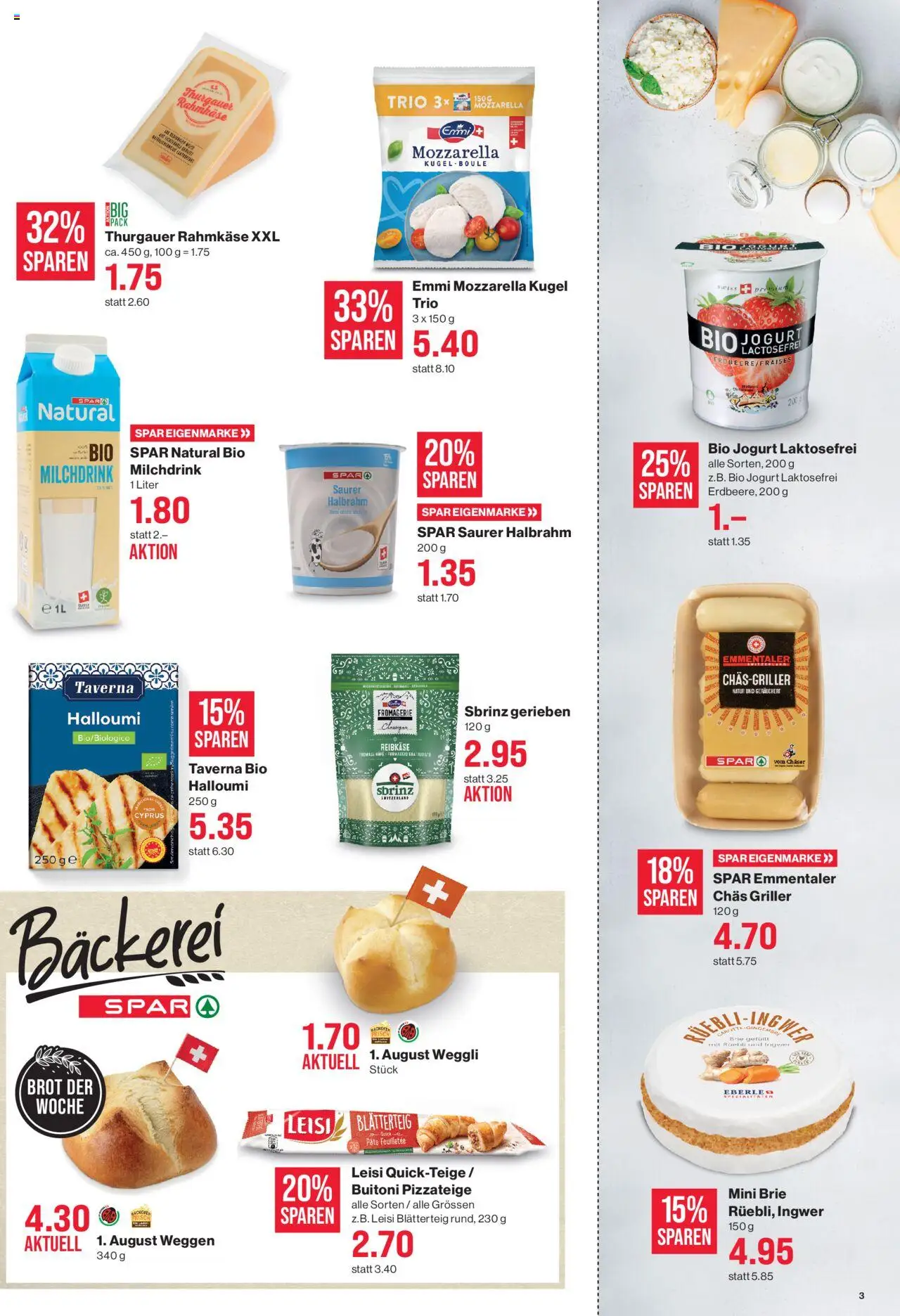 SPAR Aktionen ab 24.07.2025 | Seite: 3 | Produkte: Bäckerei, Brot, Saurer Halbrahm, Griller