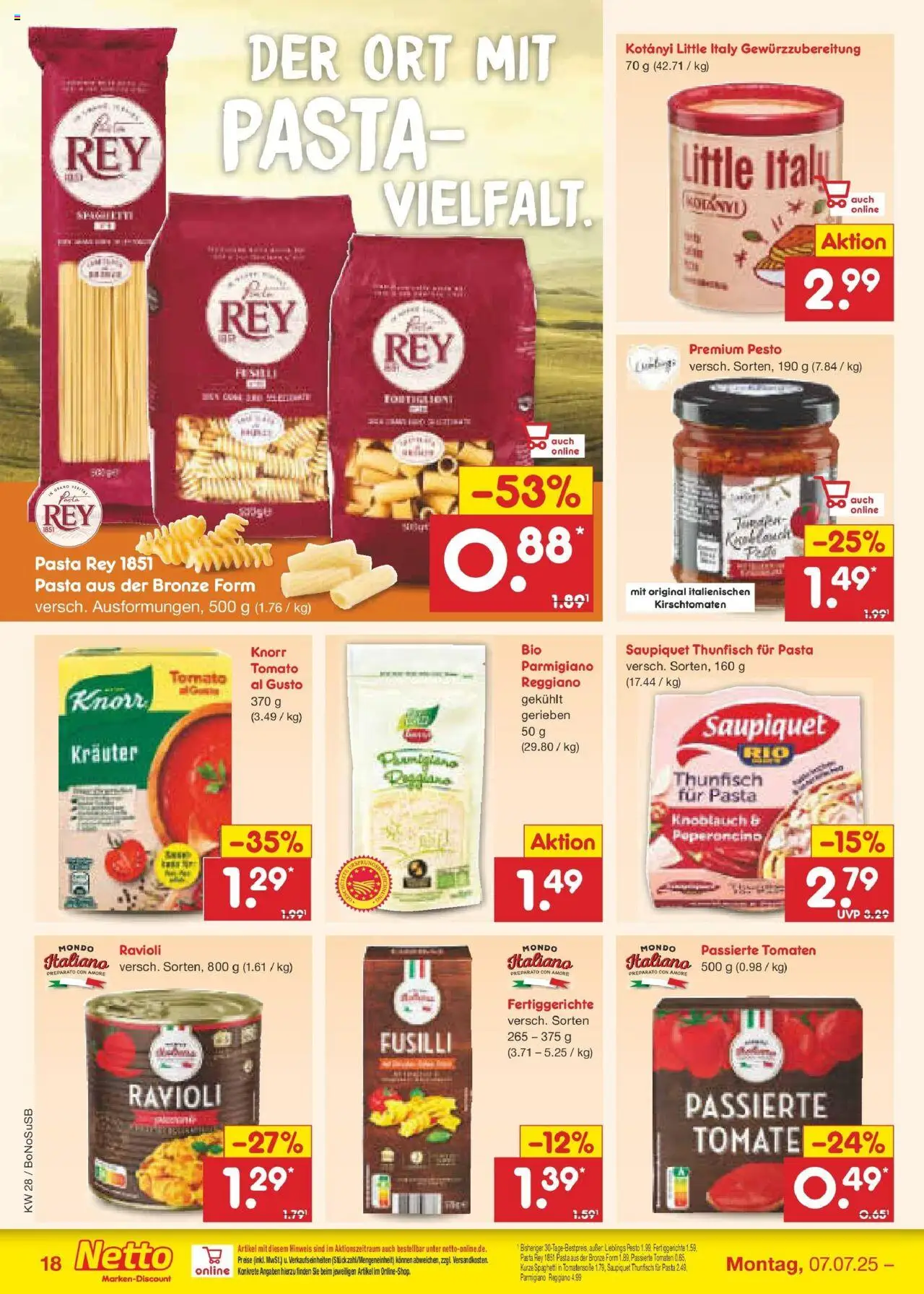 Netto Marken-Discount prospekt Herne	 - gültig ab dem 07.07.2025 | Seite: 24 | Produkte: Tomaten, Knorr, Knoblauch, Pasta