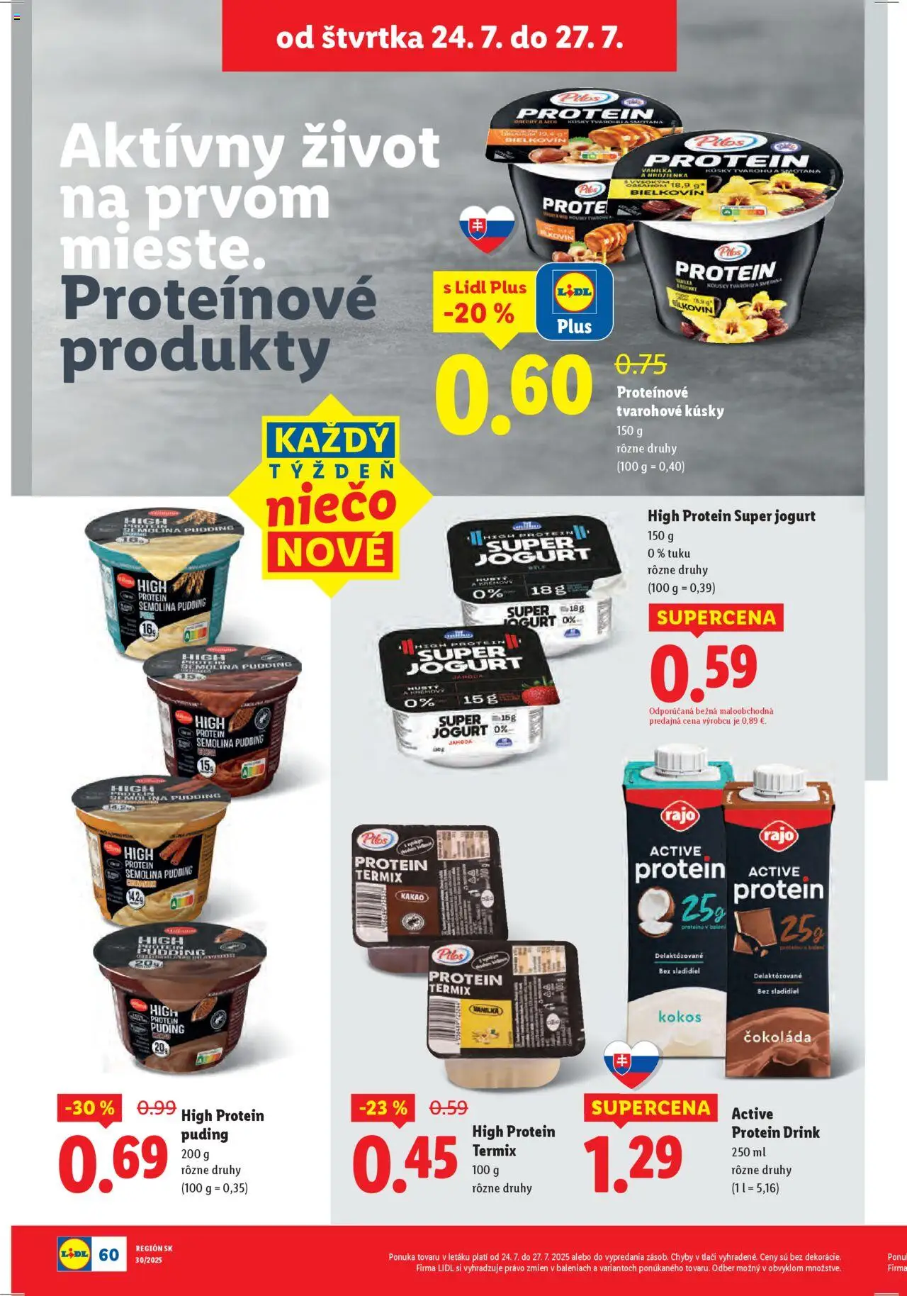Lidl leták │ platný od 21.07.2025 | Strana: 84 | Produkty: Protein, Puding, Med, Kakao
