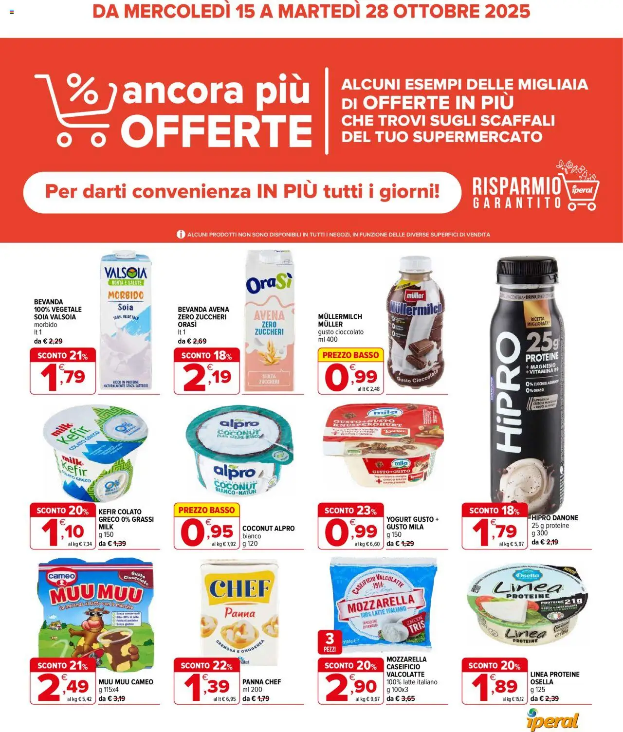 Volantino Iperal del 15.10.2025 | Pagina: 1 | Prodotti: Yogurt, Cioccolato, Panna, Latte