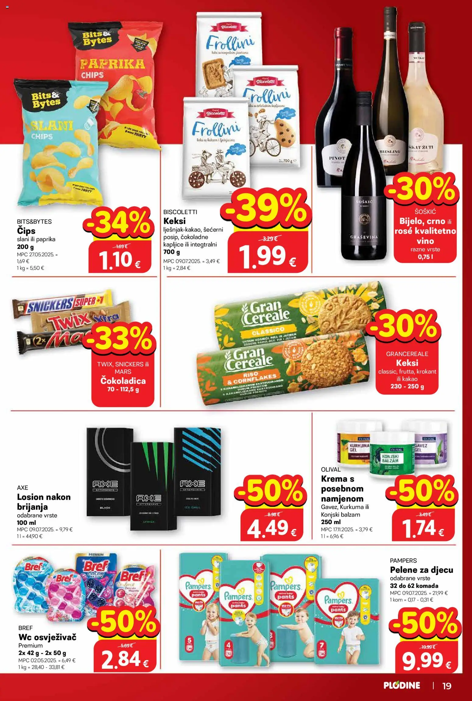 Plodine katalog | vrijedi od 18.03.2026 | Stranica: 19 | Proizvodi: Pelene, Snickers, Kurkuma, Pampers