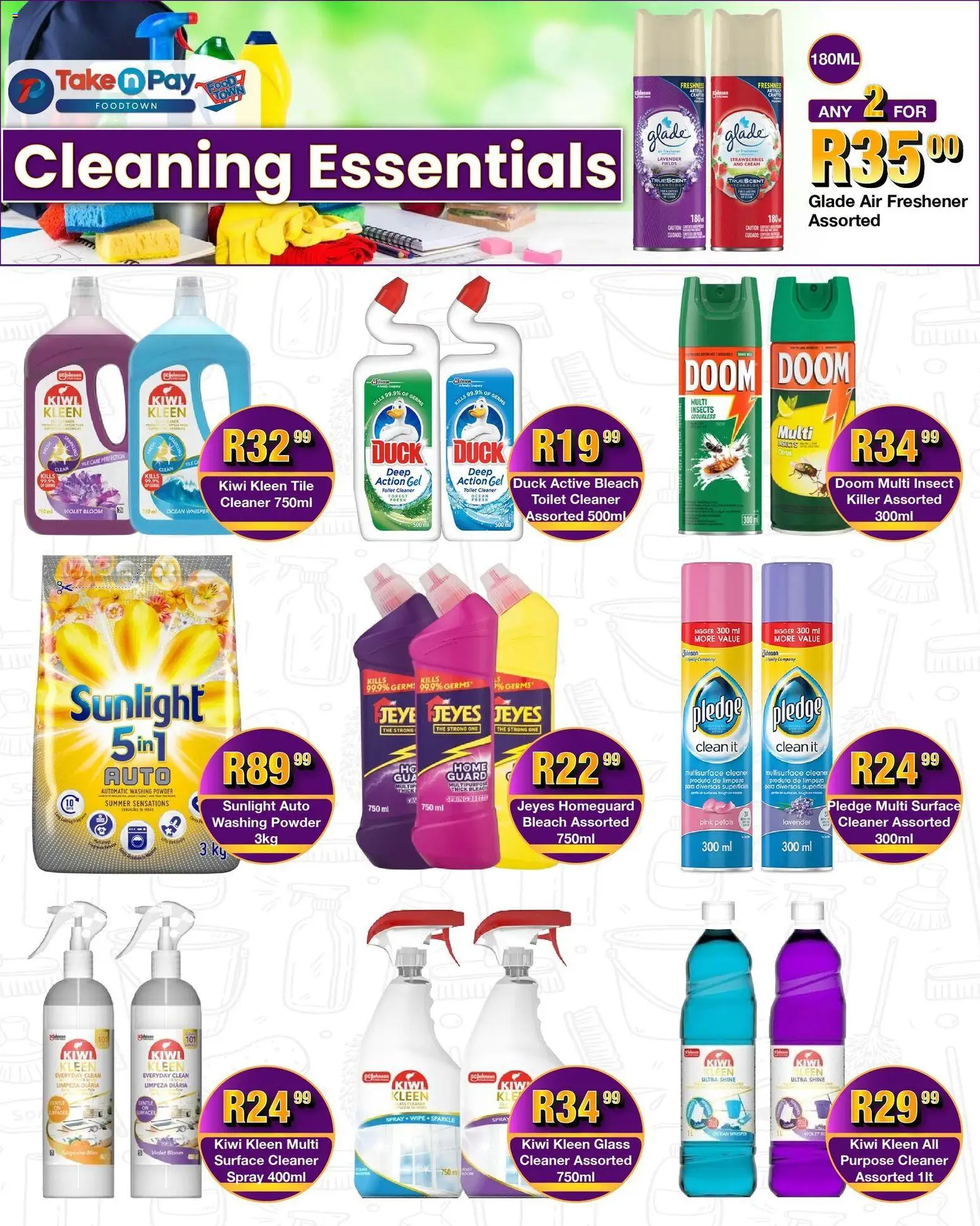 New Take n Pay catalogue – valid from 19.01.2026 | Page: 14 | Products: Toilet, Surface cleaner, Kiwi, Washing powder