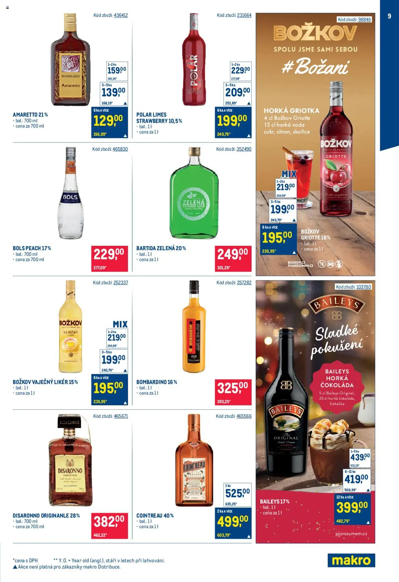 Makro leták - Bar od 08.10.2025 | Strana: 9 | Produkty: Čokoláda, Bombardino, Likér, Disaronno