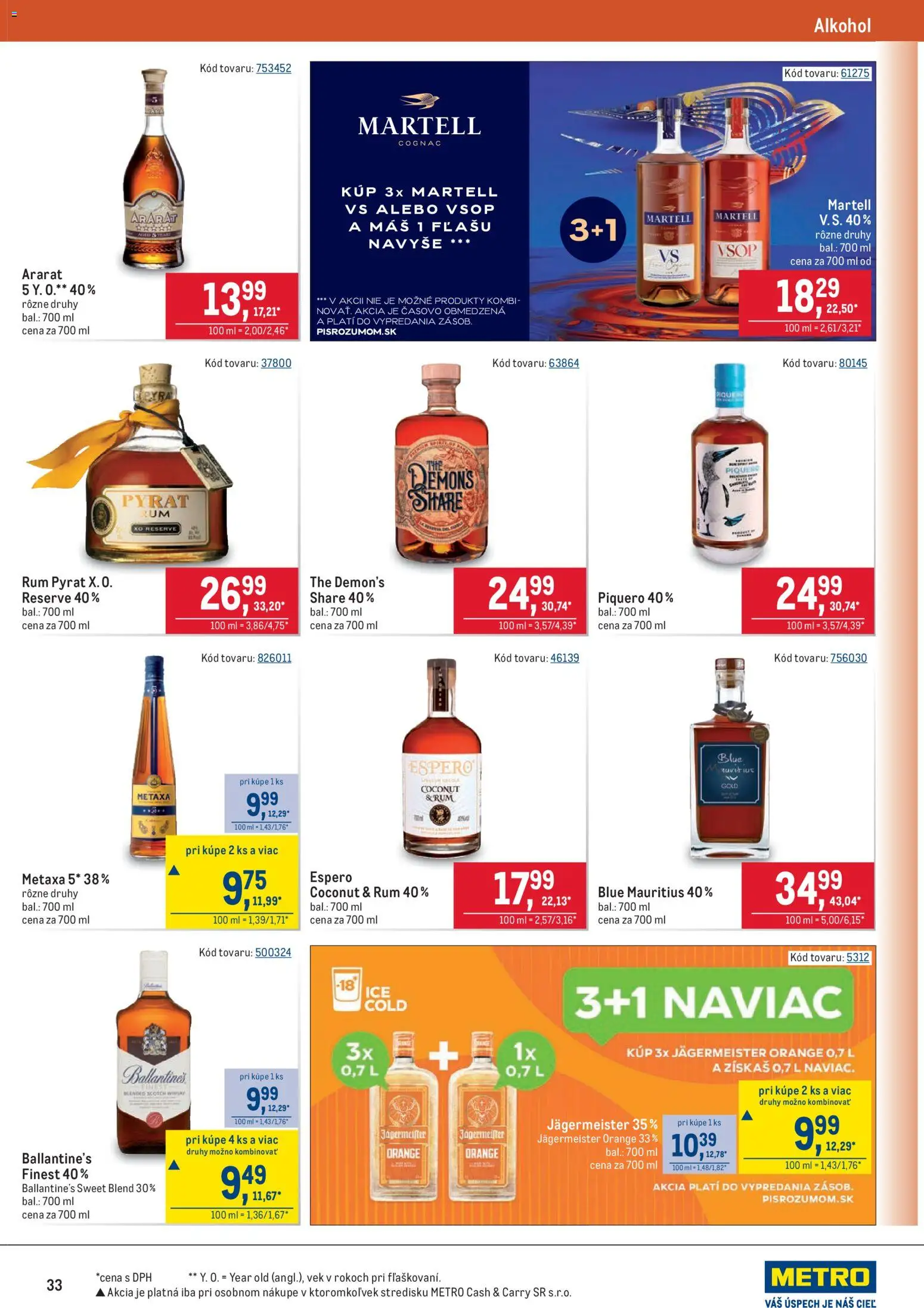 Nové Metro akcie – leták je platný od 25.02.2026 | Strana: 33 | Produkty: Metaxa, Alkohol, Ararat, Rum