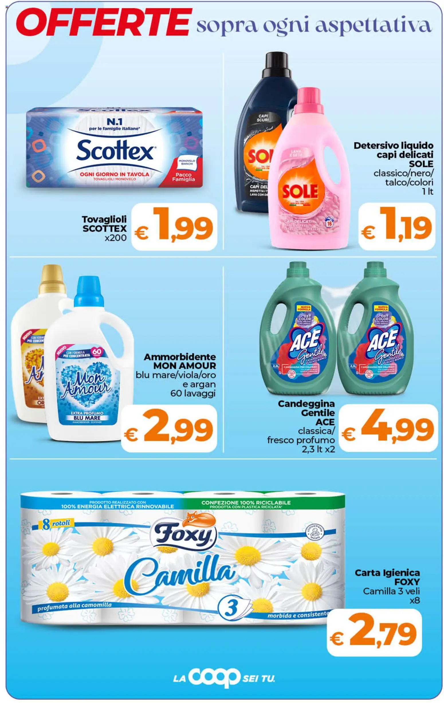 Volantino Ipercoop del 07.04.2026 | Pagina: 9 | Prodotti: Carta igienica, Ammorbidente, Candeggina, Profumo