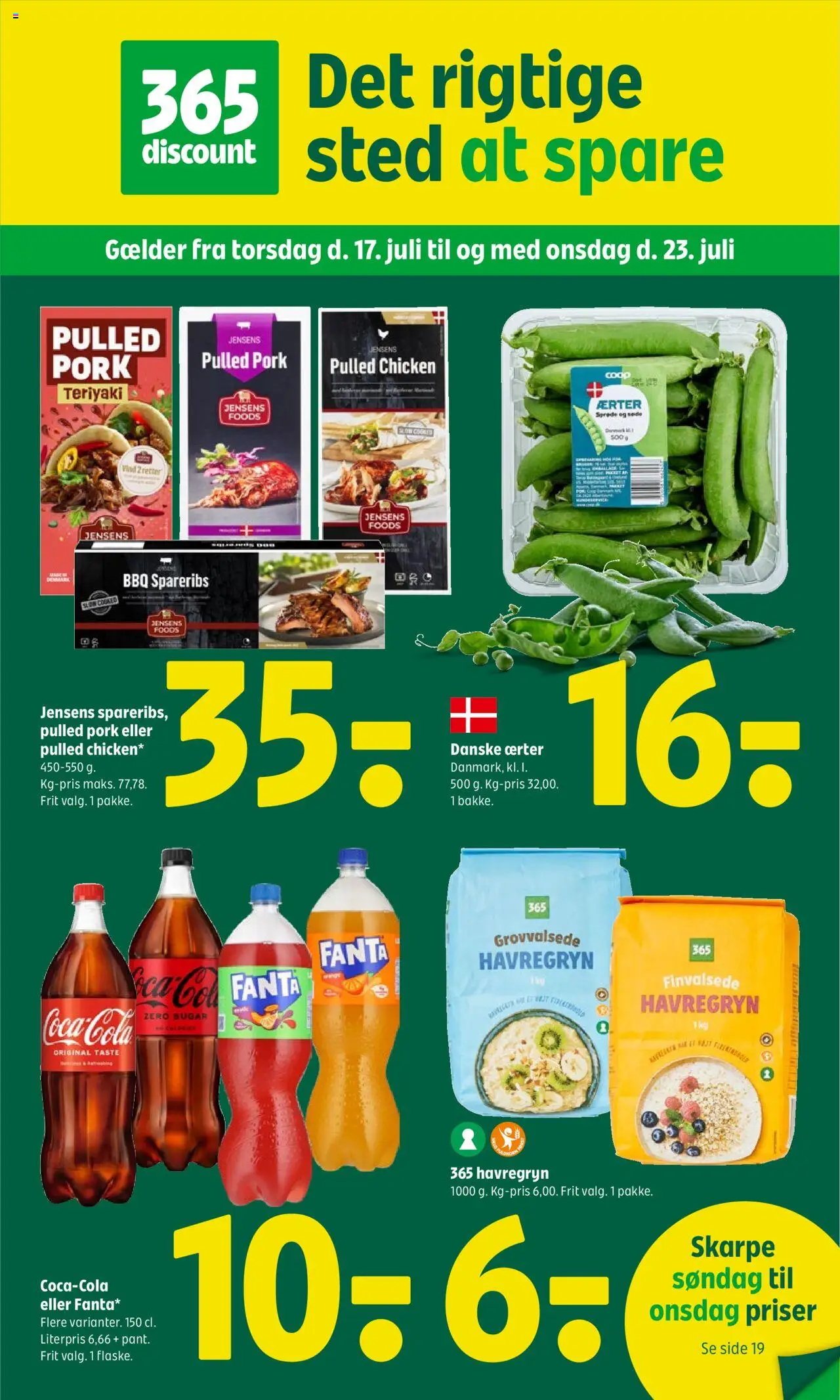 Coop 365 Tilbudsavis gyldig fra 17.07.2025 | Side: 1 | Produkter: Spareribs, Havregryn, Fanta, Ærter