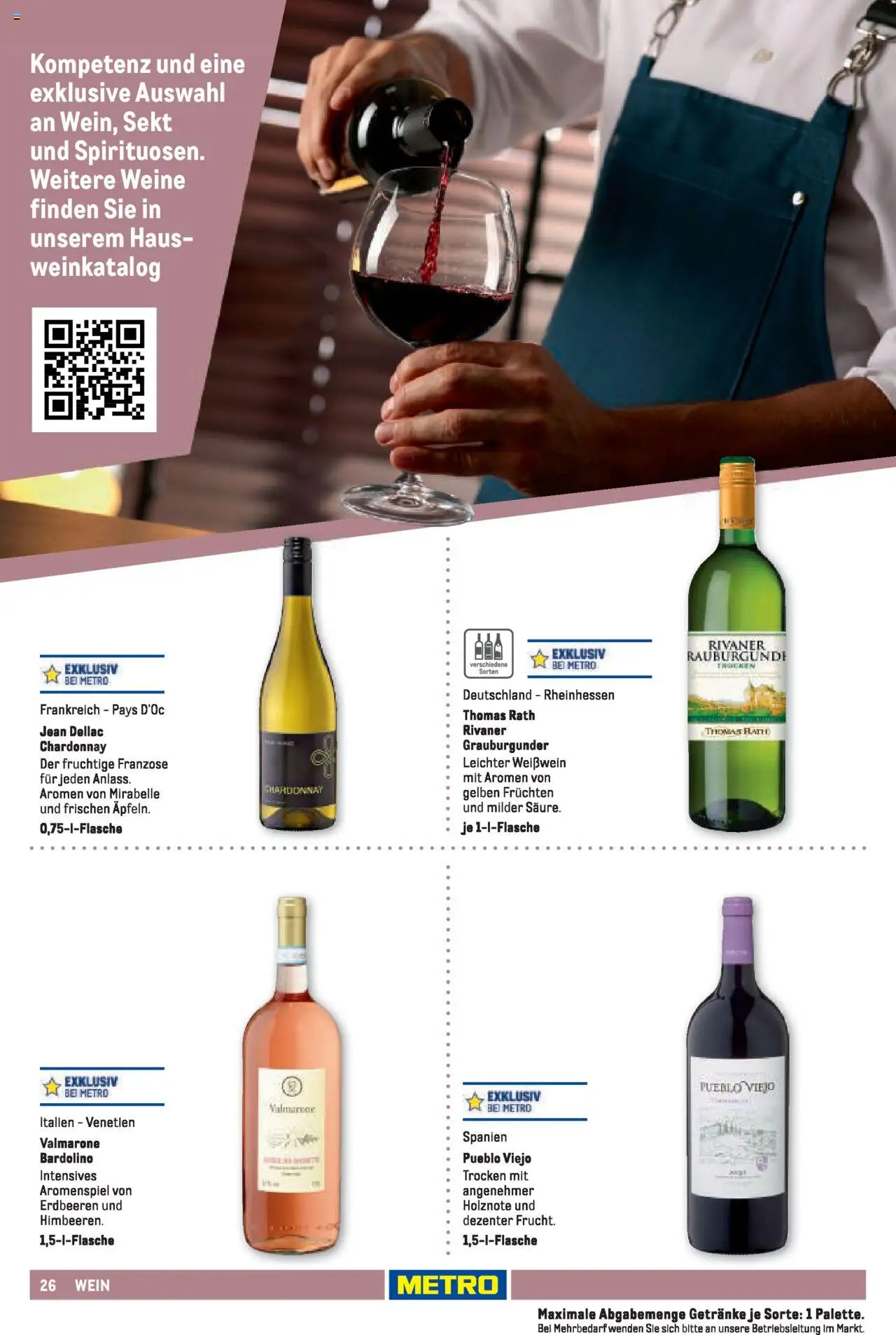 Metro Sortimentskatalog Vereine & Feste – gültig ab 01.06.2024 | Seite: 26 | Produkte: Weißwein, Sekt, Wein, Erdbeeren