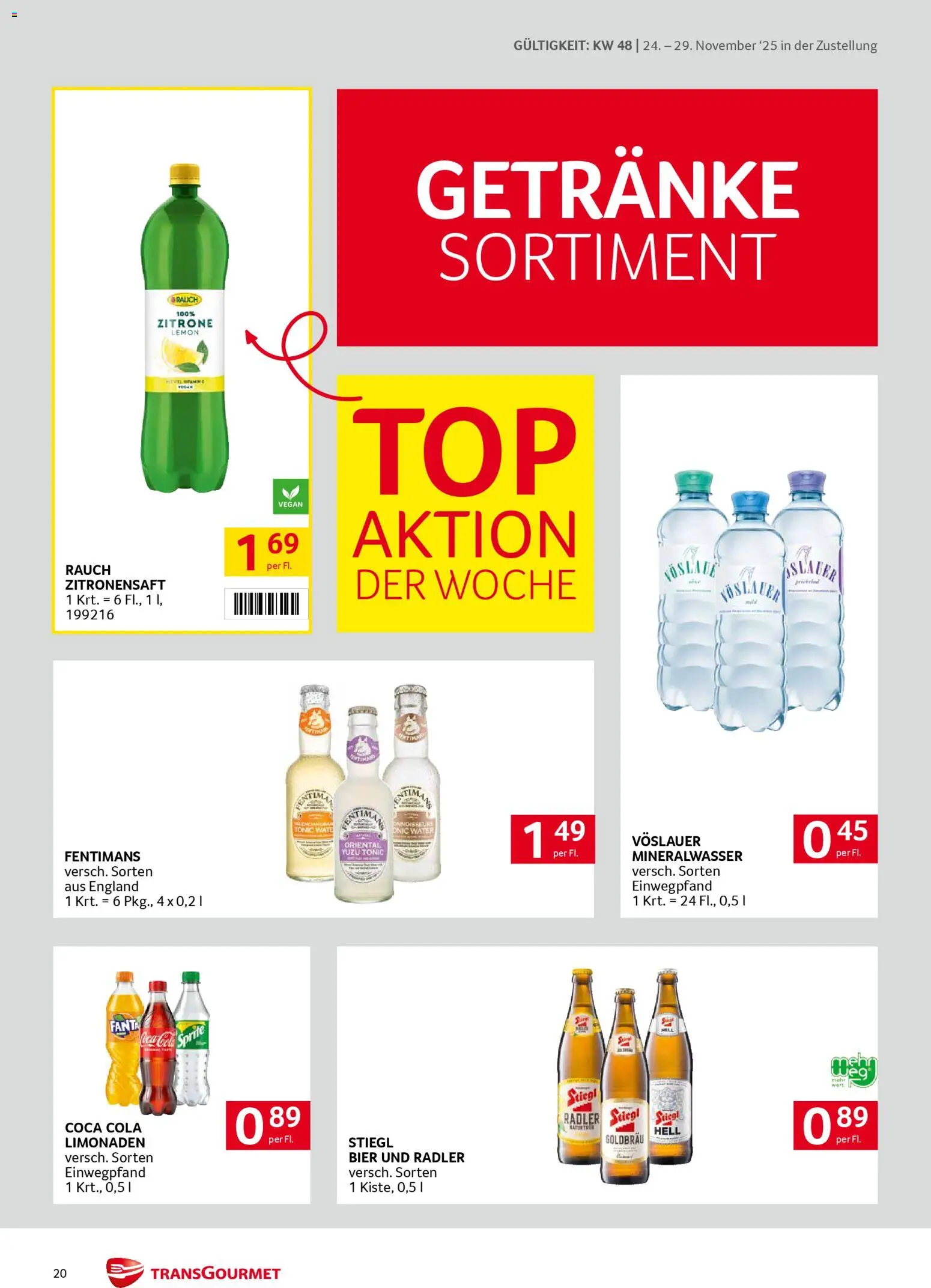 Transgourmet Zustellaktion gültig ab 24.11.2025 | Seite: 20 | Produkte: Zitrone, Bier