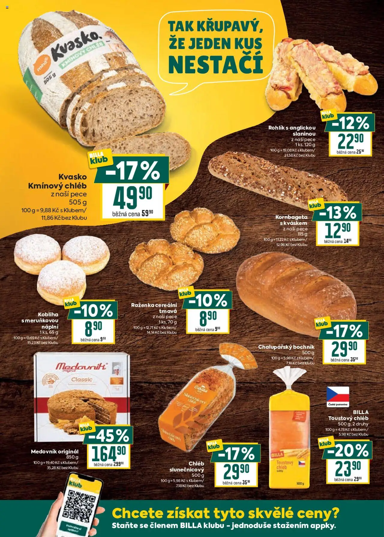 Billa Velký leták od 24.09.2025 | Strana: 10 | Produkty: Chléb, Rohlík, Medovník, Kornbageta