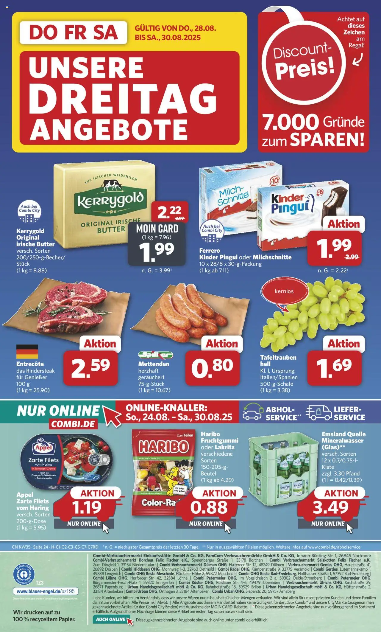 Combi Prospekt 	 - gültig ab dem 25.08.2025 | Seite: 33 | Produkte: Haribo, Milch, Butter, Regal