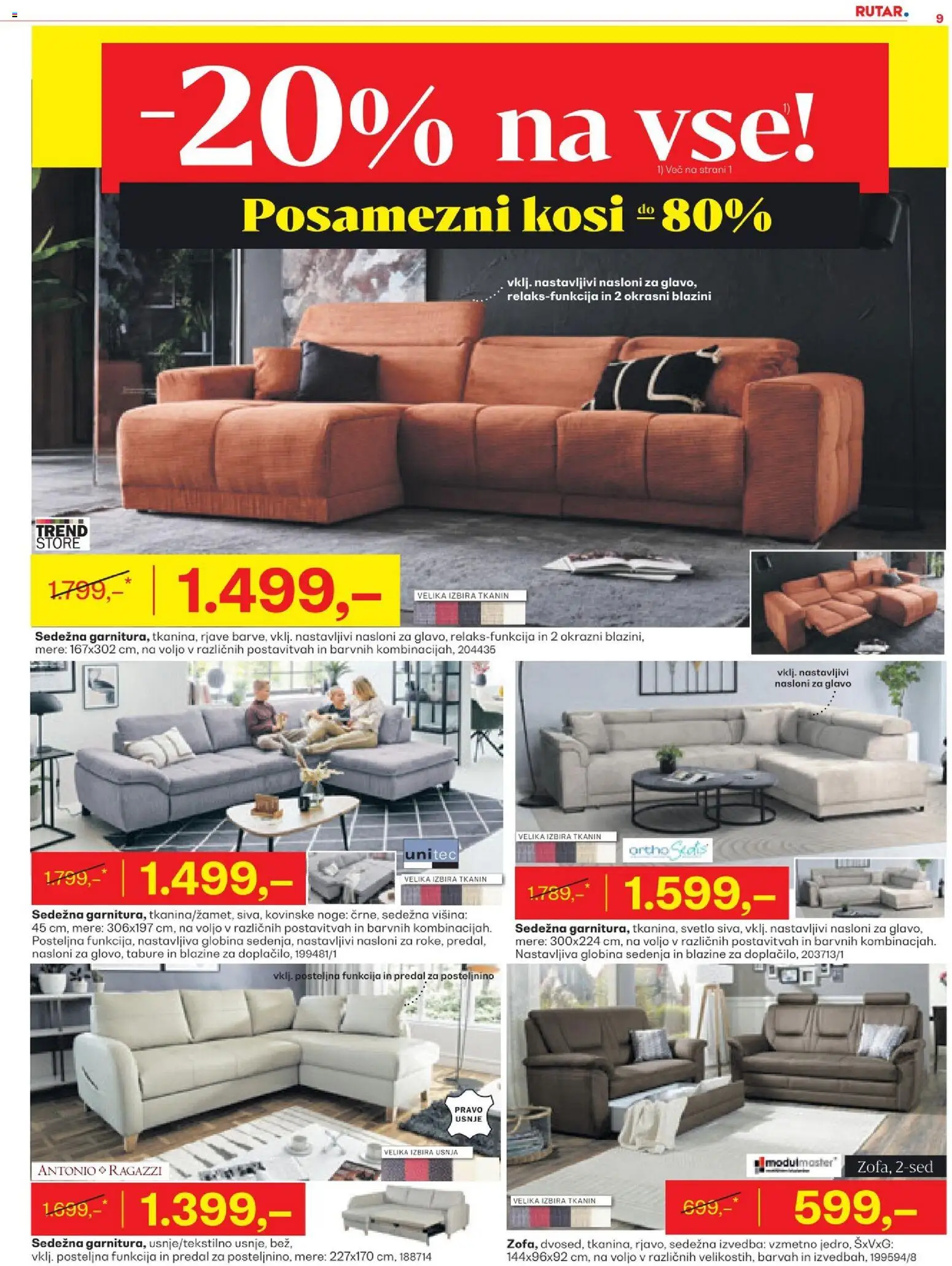 Novi Rutar katalog ponudbe – veljaven od 29.12.2025 | Stran: 9 | Izdelki: Tabure