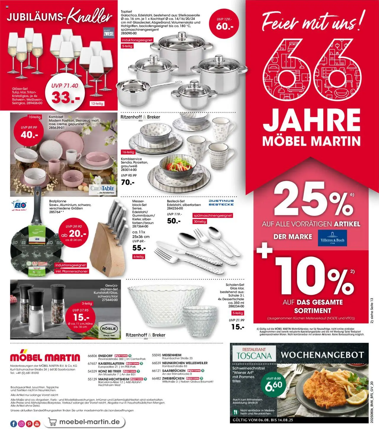 Möbel Martin Prospekt 	 - gültig ab dem 06.08.2025 | Seite: 20 | Produkte: Weißwein, Pommes, Kuchen