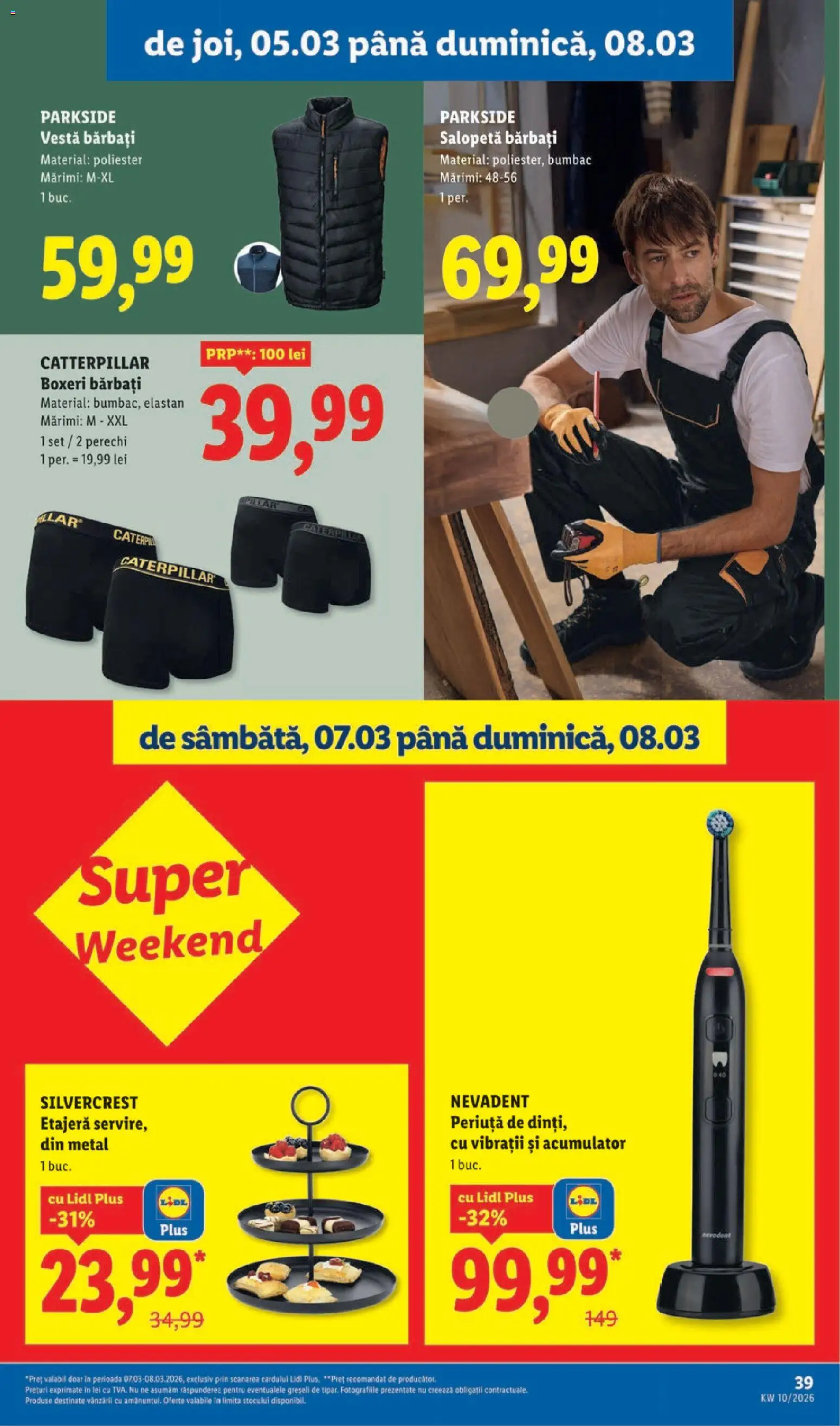 Noul catalog Lidl – valabil de la 02.03.2026 | Pagină: 39 | Produse: Etajeră, Vestă, Salopetă, Boxeri