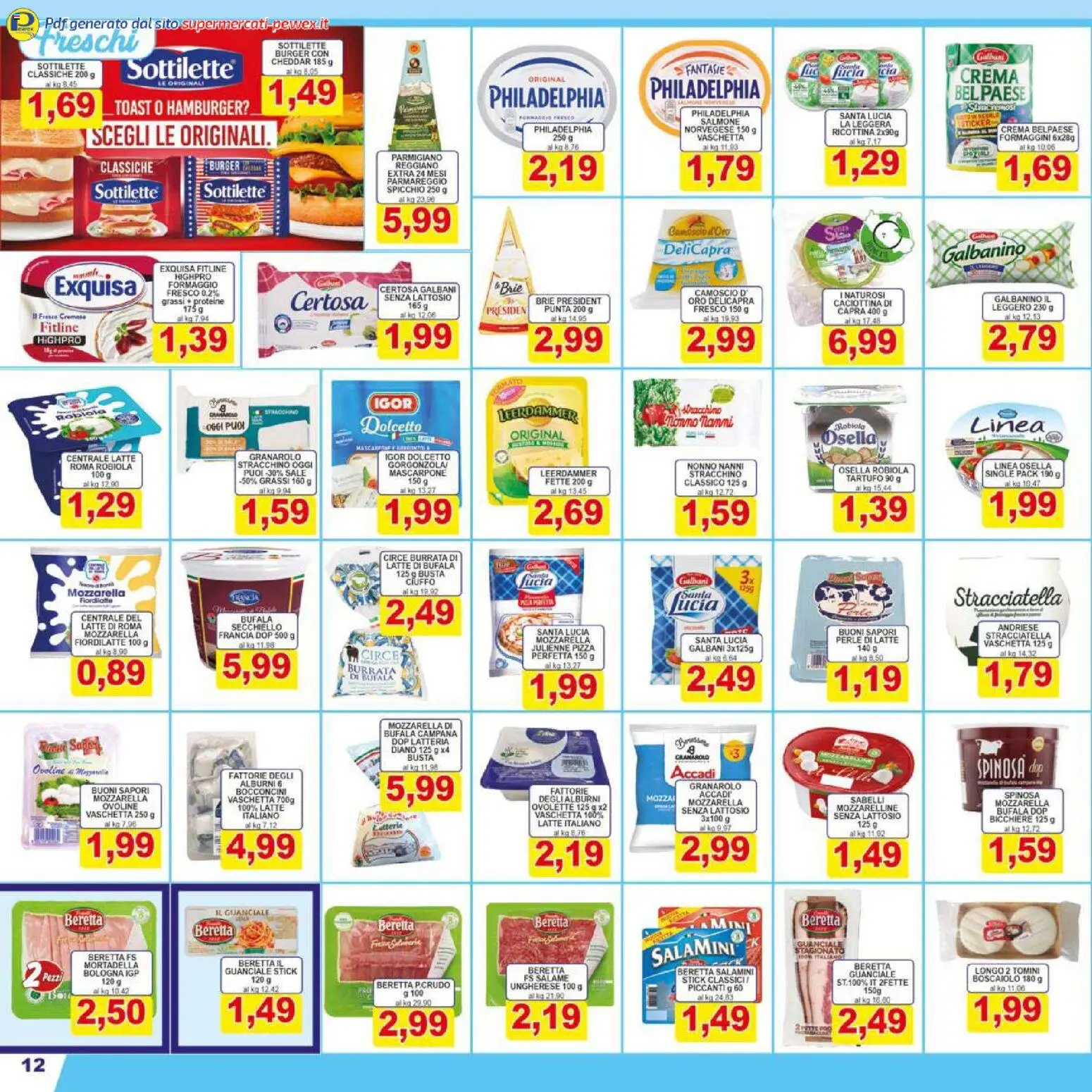 Volantino Pewex del 13.02.2026 | Pagina: 12 | Prodotti: Pizza, Sale, Mascarpone, Hamburger