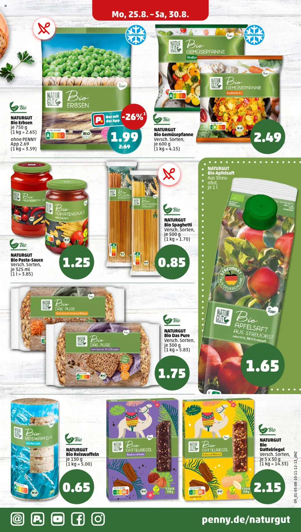 Penny Prospekt 	 - gültig ab dem 25.08.2025 | Seite: 9 | Produkte: Apfelsaft, Karotte, Erbsen