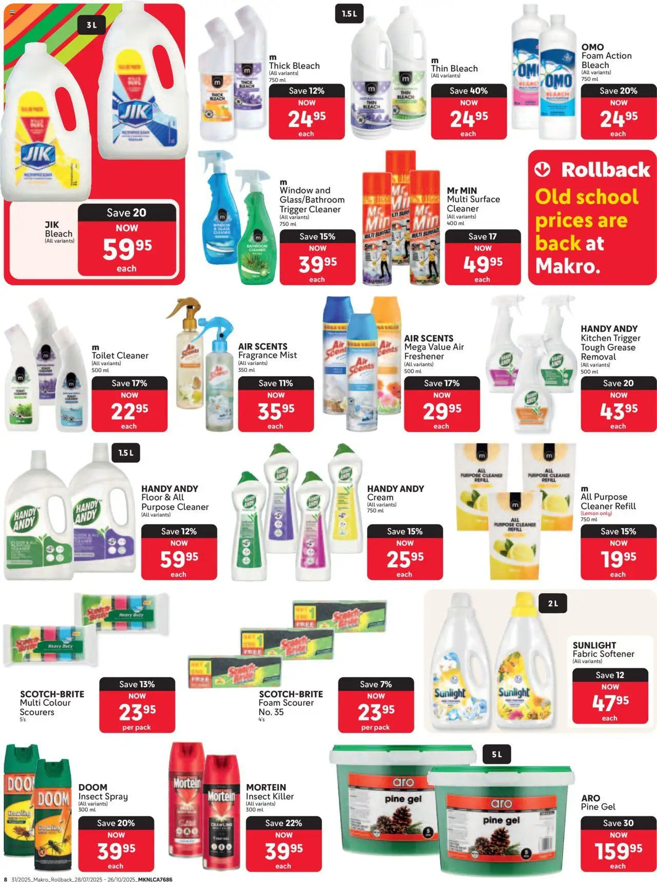 Makro - Rollback Specials │ valid from 28.07.2025 | Page: 8 | Products: Toilet, Fragrance, Cream, Fabric softener