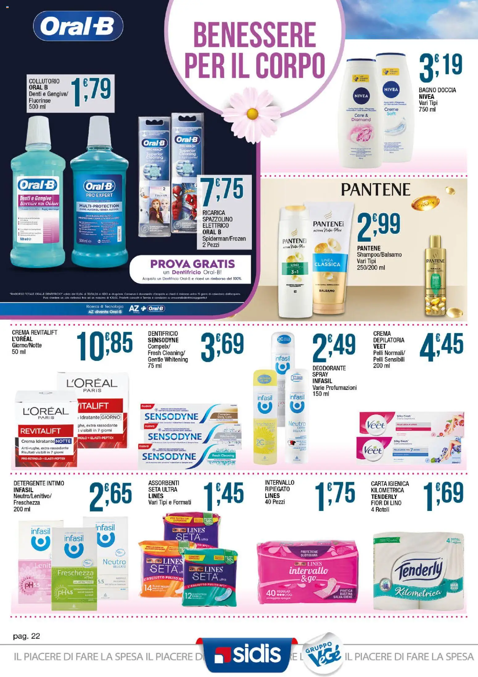 Volantino Sidis del 20.04.2026 | Pagina: 22 | Prodotti: Spazzolino, Collutorio, Bagno, Doccia