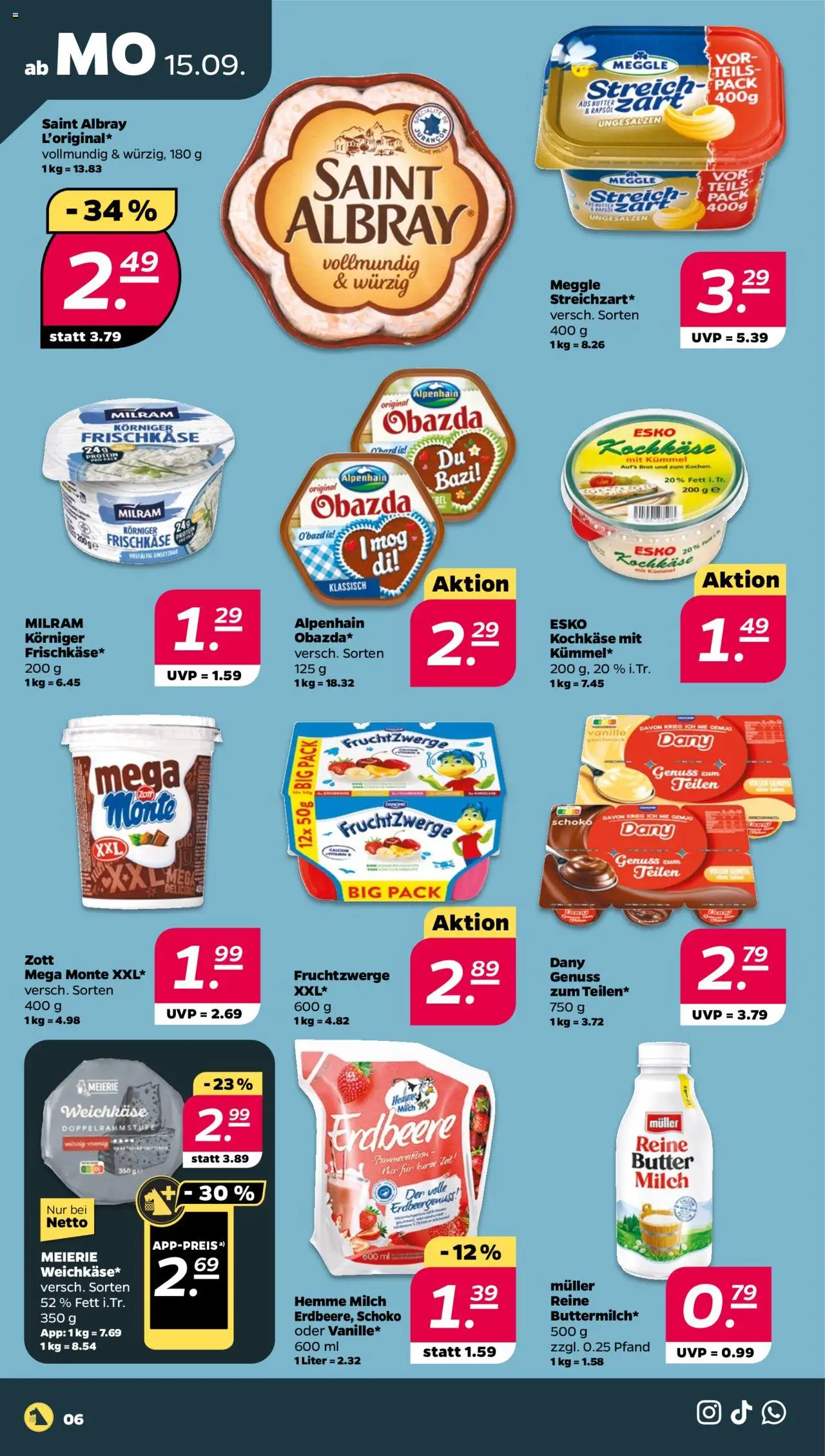 Netto Prospekt 	 – gültig ab 15.09.2025 | Seite: 6 | Produkte: Milch, Butter, Brot, Frischkase