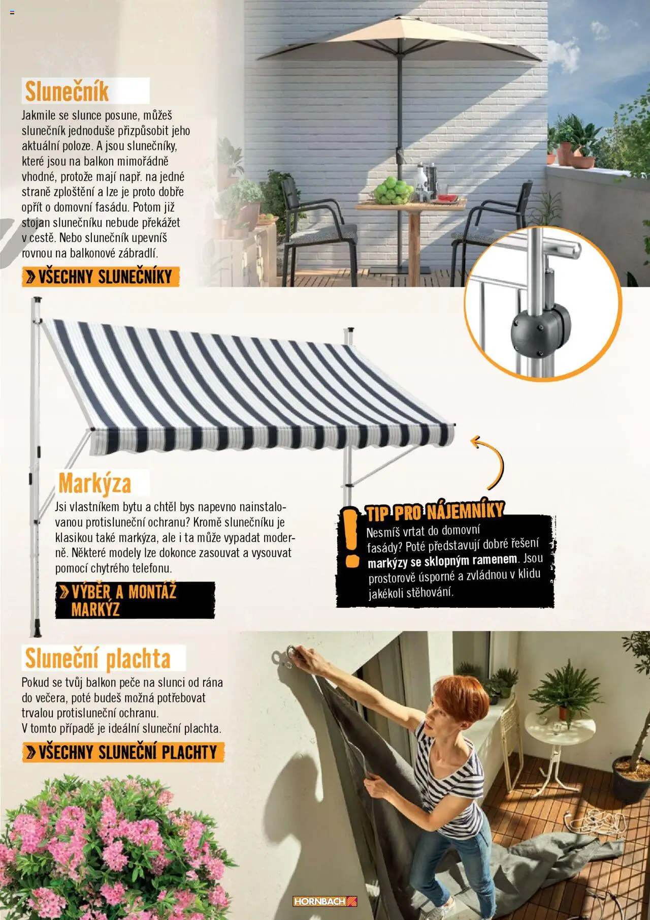 HORNBACH leták - Balkón od 13.08.2025 | Strana: 17 | Produkty: Plachty, Slunečník, Plachta, Markýza