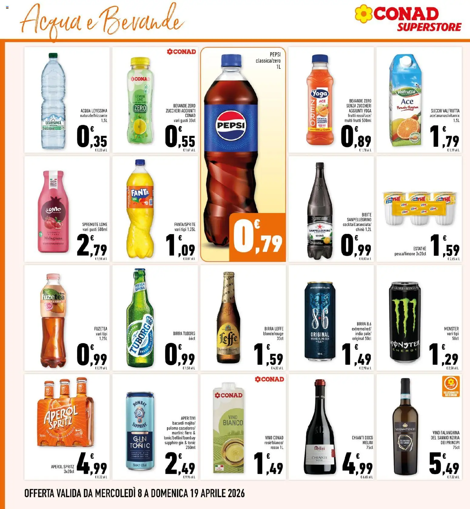 Volantino Conad del 08.04.2026 | Pagina: 18 | Prodotti: Birra, Lime, Fanta, Aperol