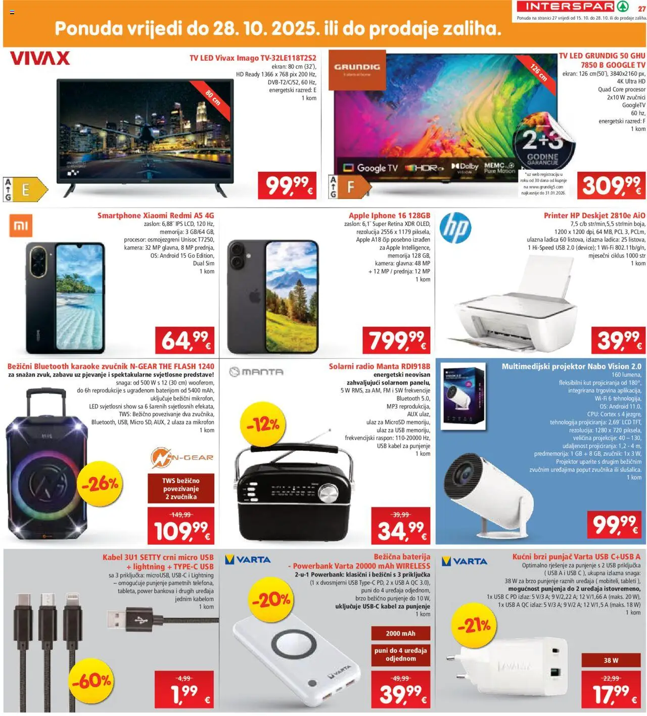 Interspar katalog | vrijedi od 15.10.2025 | Stranica: 29 | Proizvodi: Baterija, Printer, Tv, Radio