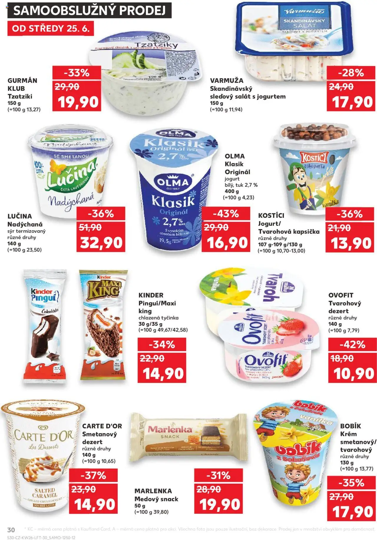 Kaufland leták od 25.06.2025 | Strana: 30 | Produkty: Tvarohový dezert, Lučina, Jahody, Marlenka