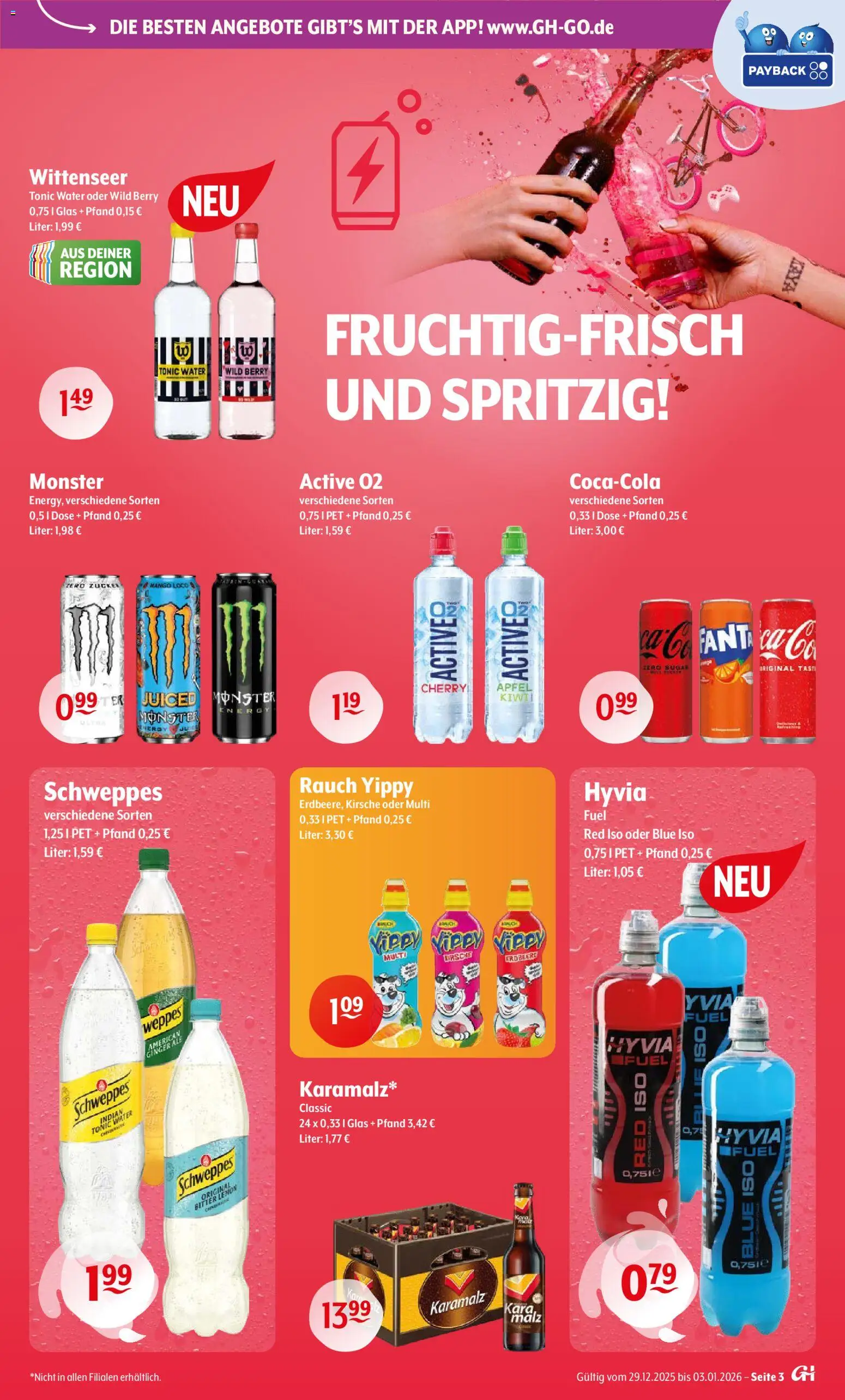 Getränke Hoffmann - Hamburg – gültig ab 29.12.2025 | Seite: 3 | Produkte: Äpfel, Schweppes, Monster, Zucker