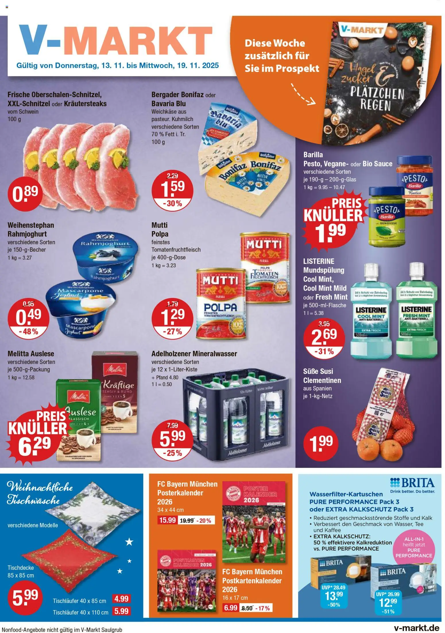 V-Markt - Schwaben / Oberbayern – gültig ab 13.11.2025 | Seite: 1 | Produkte: Mascarpone, Kaffee, Adelholzener, Tee