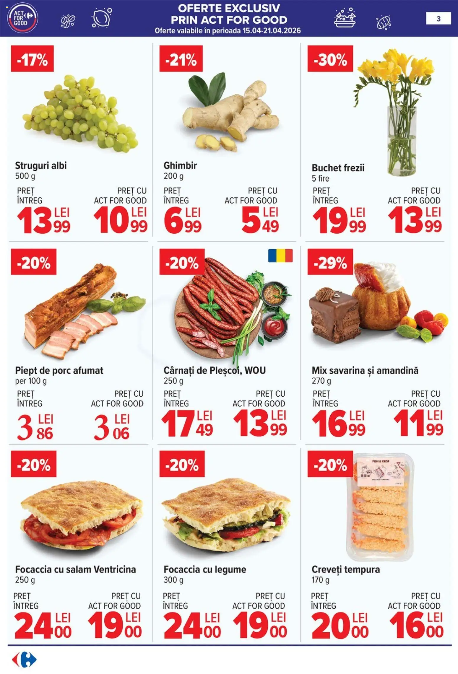 Noul catalog Carrefour – valabil de la 15.04.2026 | Pagină: 4 | Produse: Struguri, Amandină, Salam, Legume