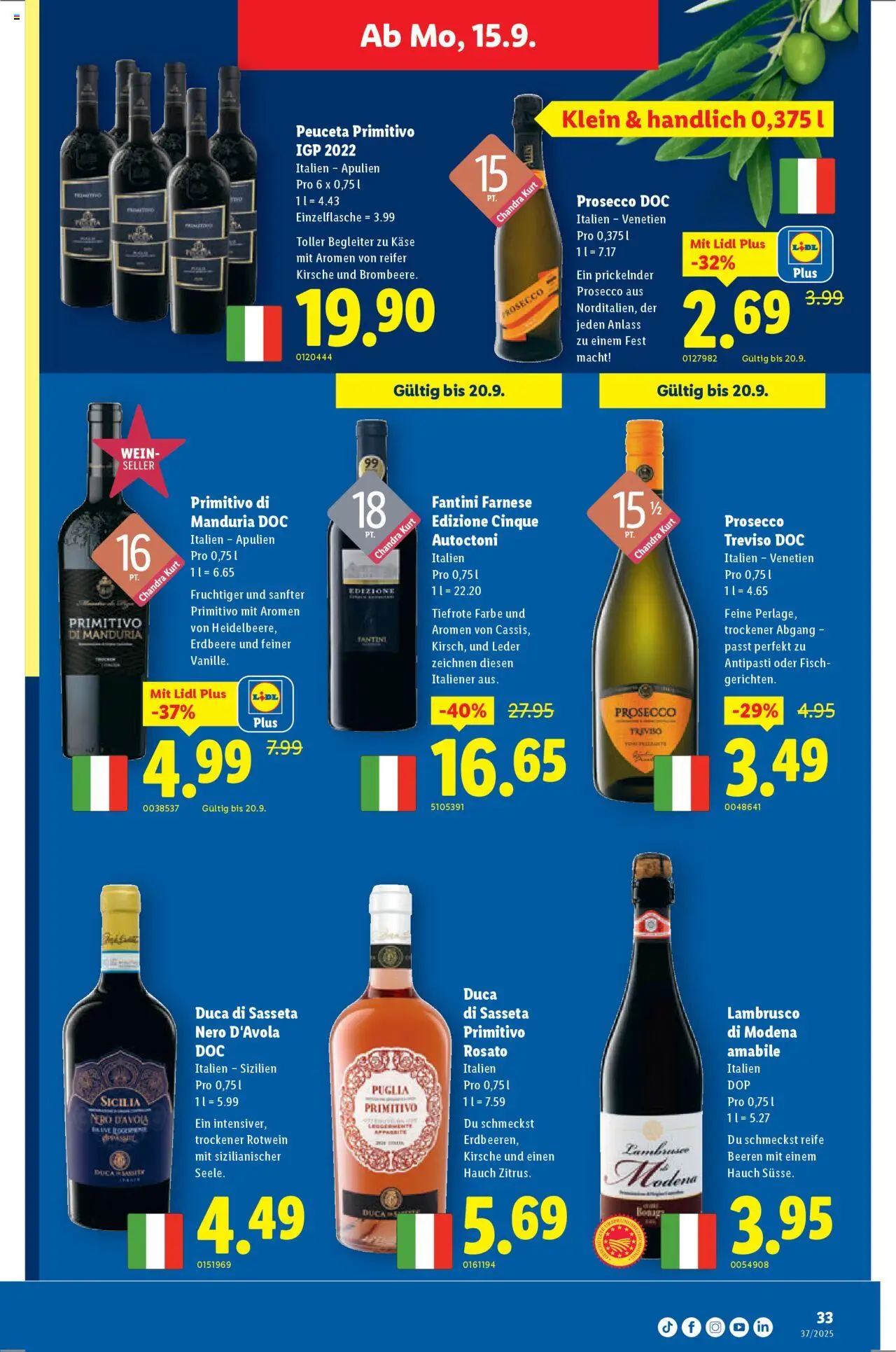 Lidl Aktionen – gültig ab 11.09.2025 | Seite: 33 | Produkte: Rotwein, Käse, Wein, Fisch