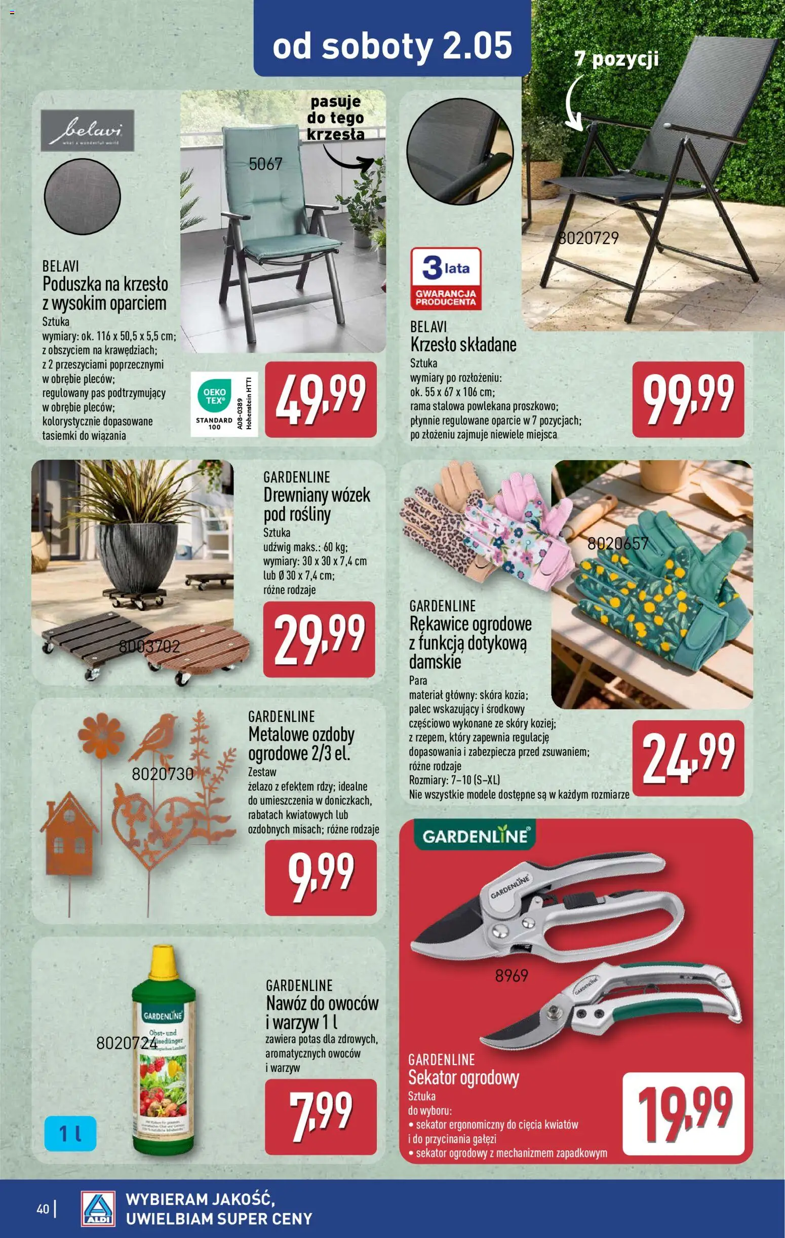 Aldi gazetka od 27.04.2026 | Strona: 40 | Produkty: Sekator, Poduszka, Krzesło, Rosliny