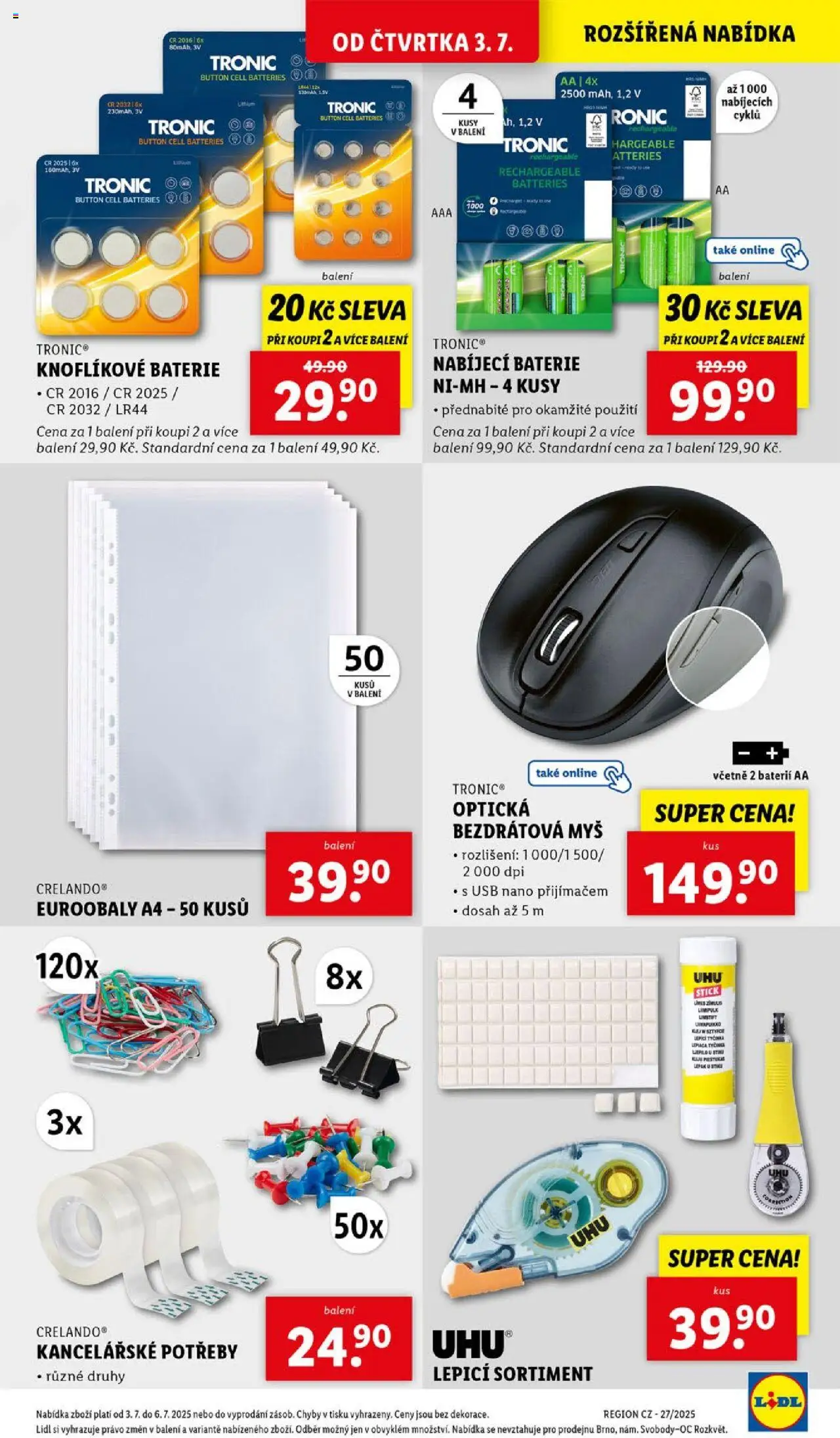 Lidl leták - Spotřební zboží od 30.06.2025 | Strana: 27 | Produkty: Nabíjecí baterie, Myš, USB, Baterie