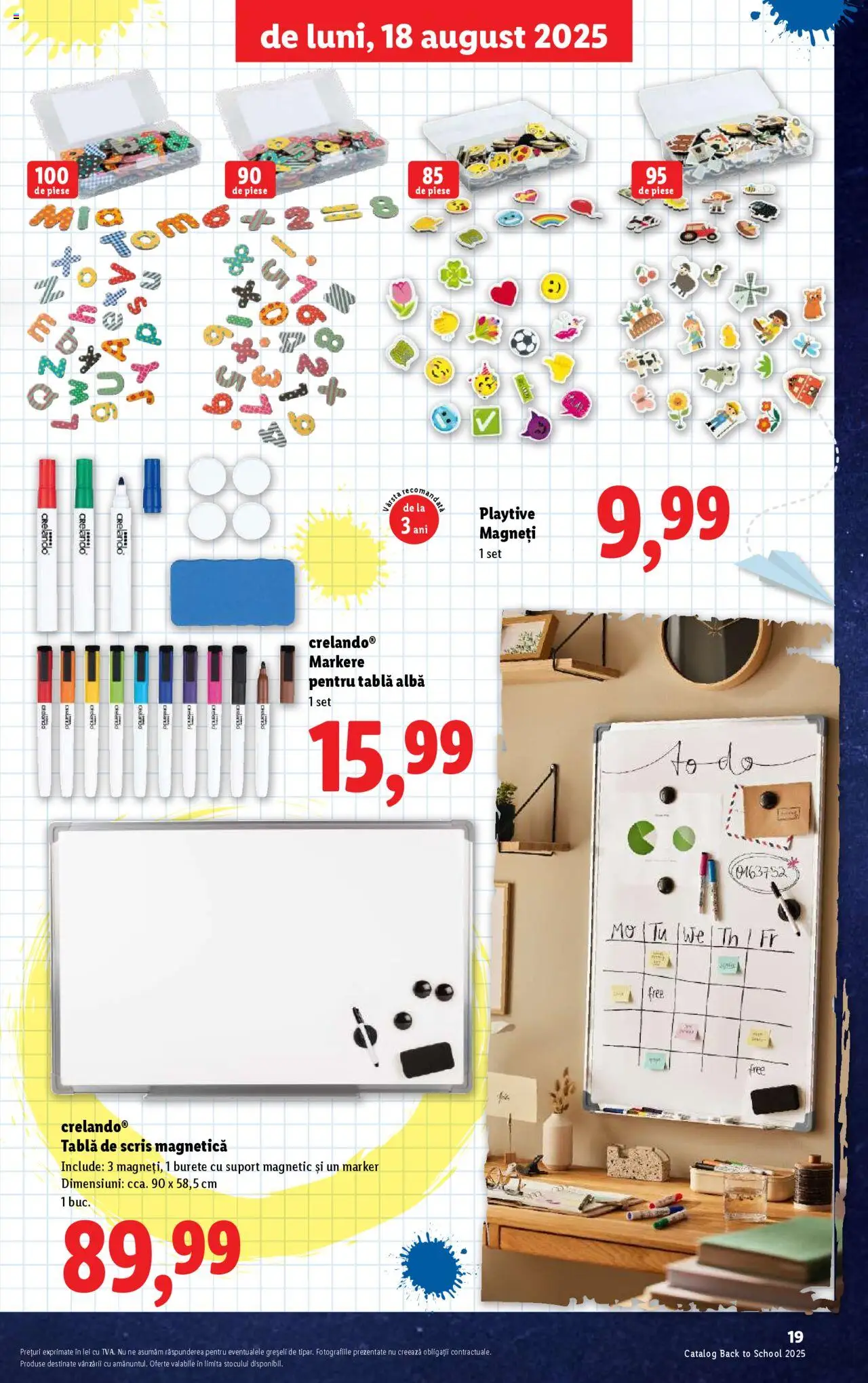 Lidl - Din nou la școală! – valabil de la 11.08.2025 | Pagină: 19 | Produse: Suport magnetic, Tablă, Burete