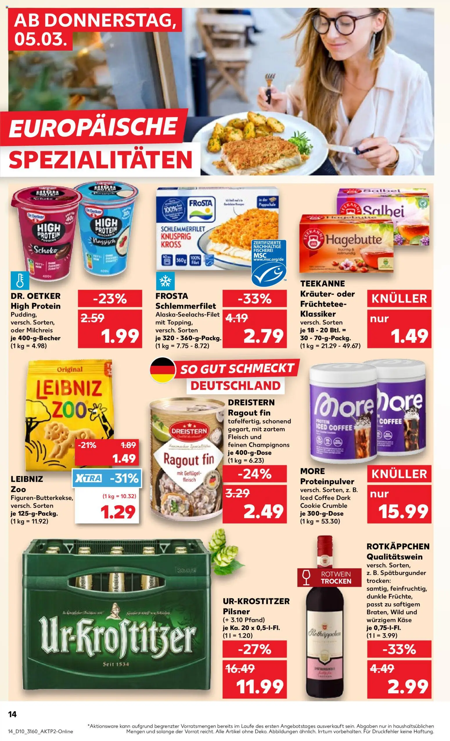 Kaufland prospekt Berlin	 – gültig ab 05.03.2026 | Seite: 14 | Produkte: Frosta, Teekanne, Rotkäppchen, Fleisch