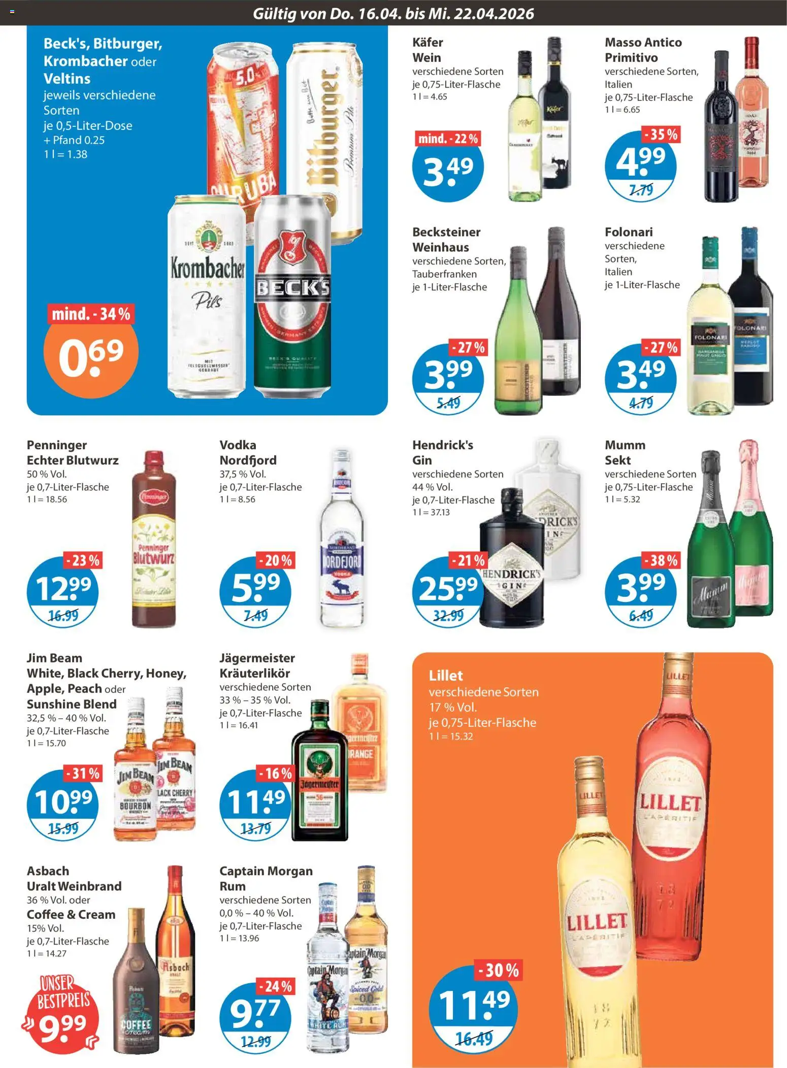 V-Markt Angebote – gültig ab 16.04.2026 | Seite: 13 | Produkte: Jim beam, Sekt, Bourbon, Veltins