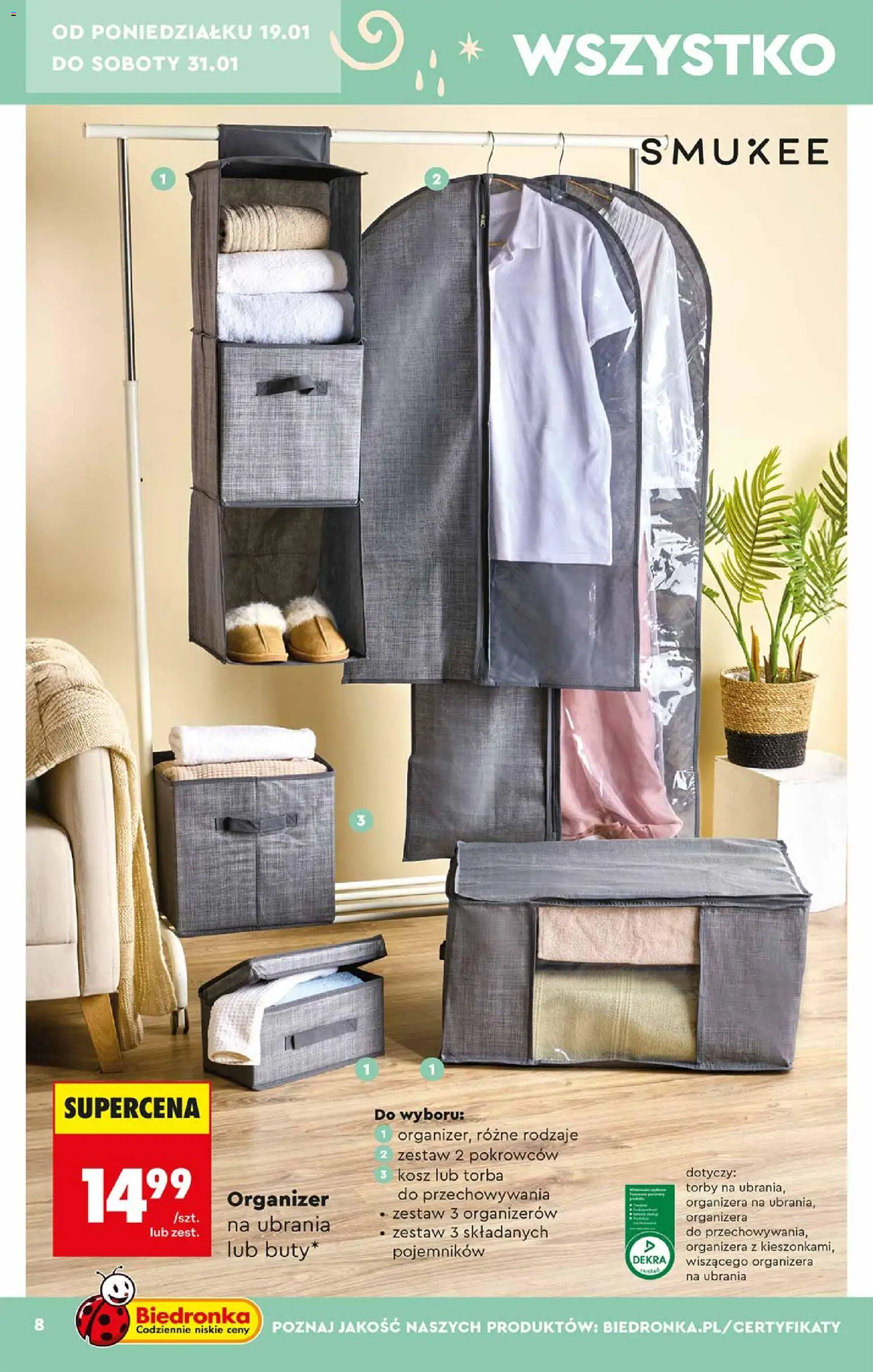 Biedronka gazetka - Hity i inspiracje od 17.01.2026 | Strona: 8 | Produkty: Ubrania, Torba, Kosz