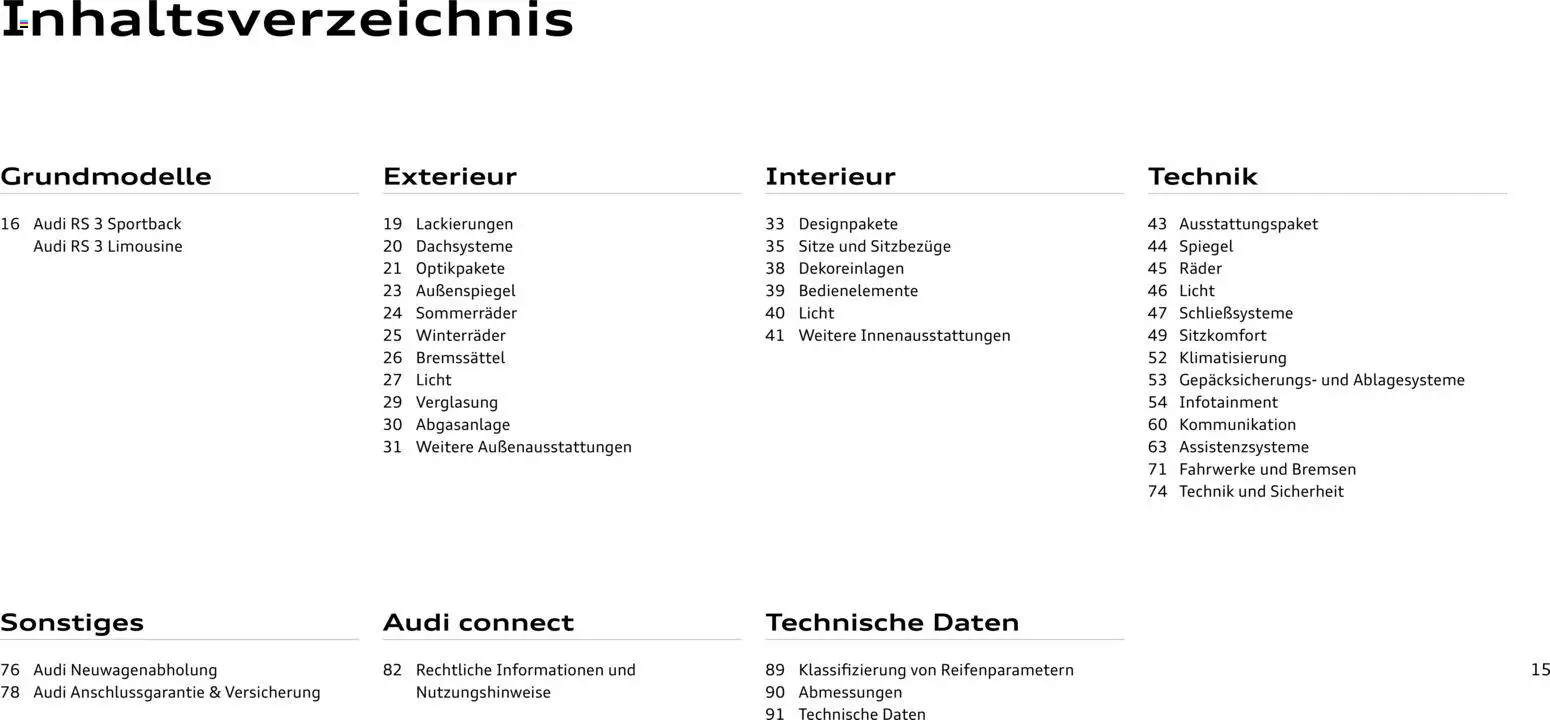 Audi RS 3 Sportback / RS 3 Limousine – gültig ab 28.10.2025 | Seite: 15 | Produkte: Spiegel