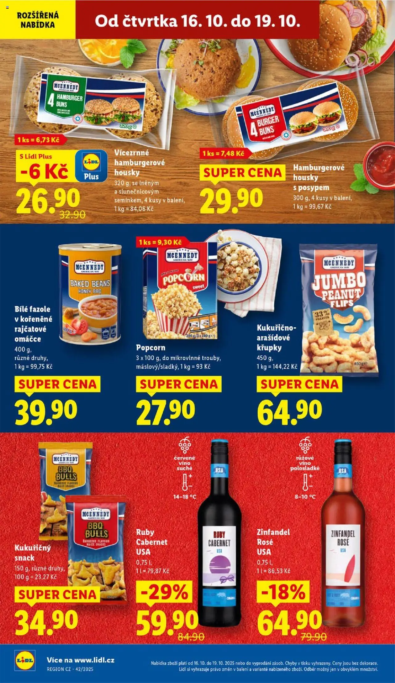 Lidl leták od 16.10.2025 | Strana: 26 | Produkty: Burger, Víno, Popcorn, Fazole