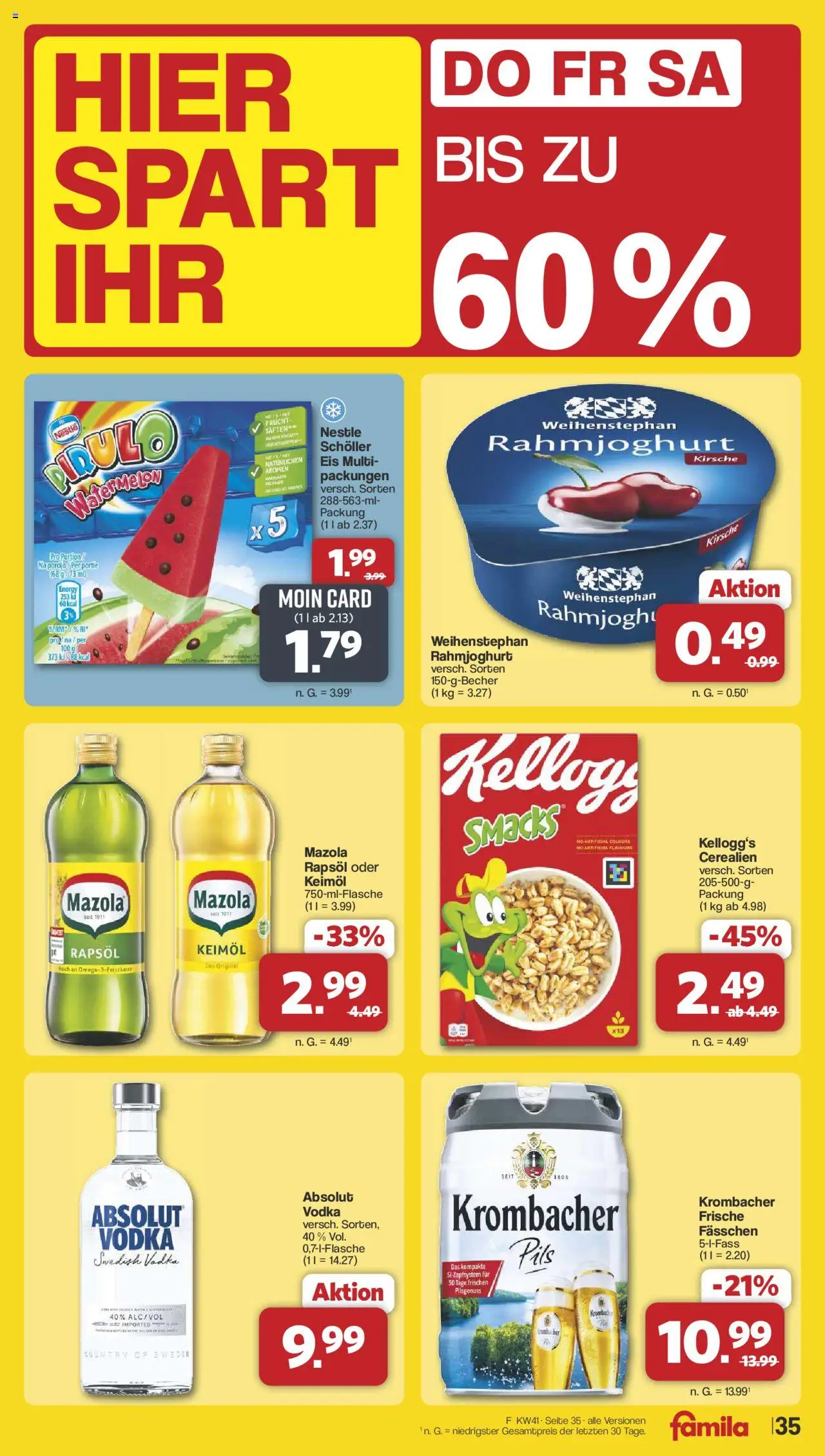 Famila Nordwest Prospekt 	 – gültig ab 06.10.2025 | Seite: 38 | Produkte: Energy, Pils, Vodka, Eis