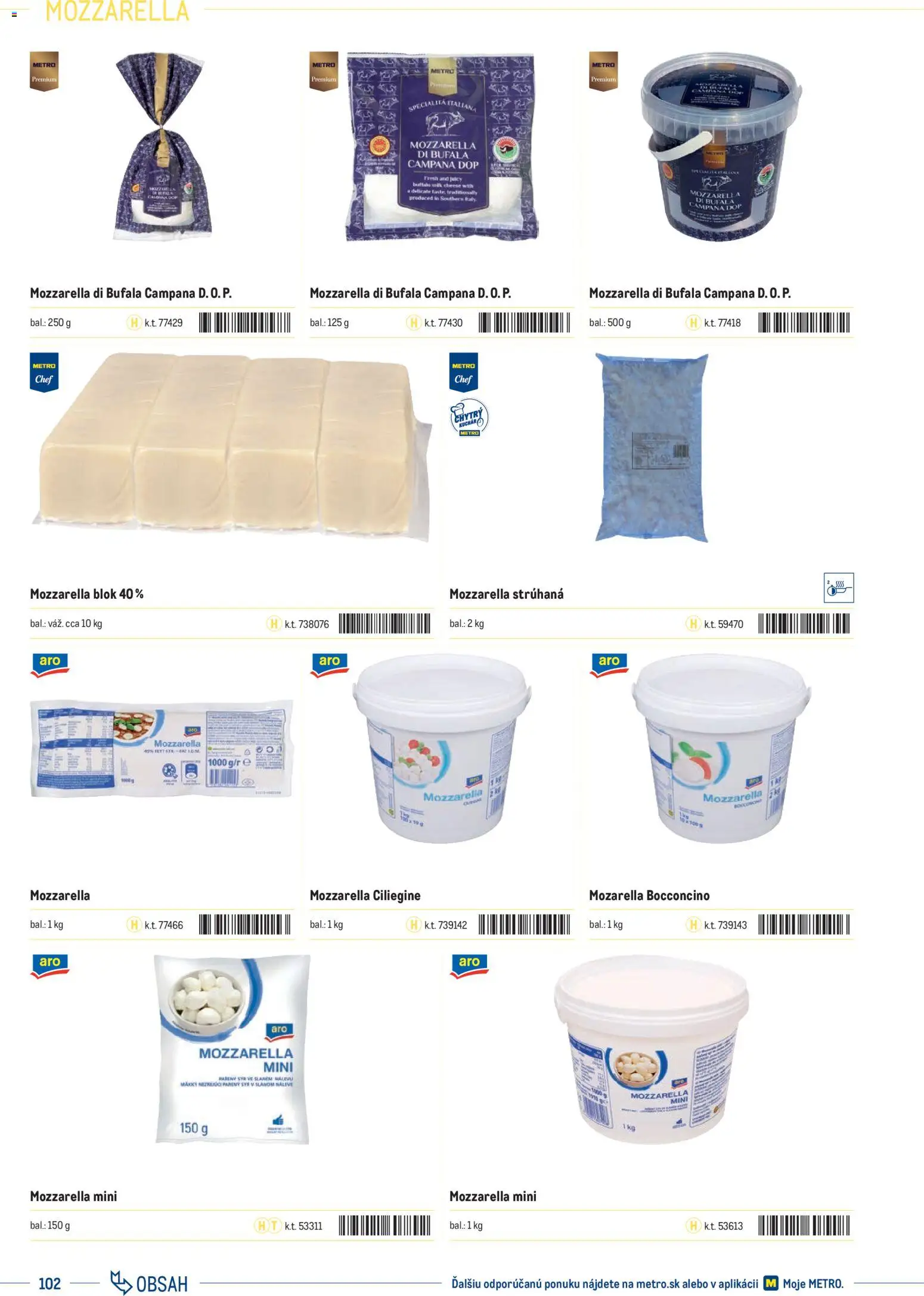 Nové Metro akcie – leták je platný od 01.01.2025 | Strana: 102 | Produkty: Mozzarella